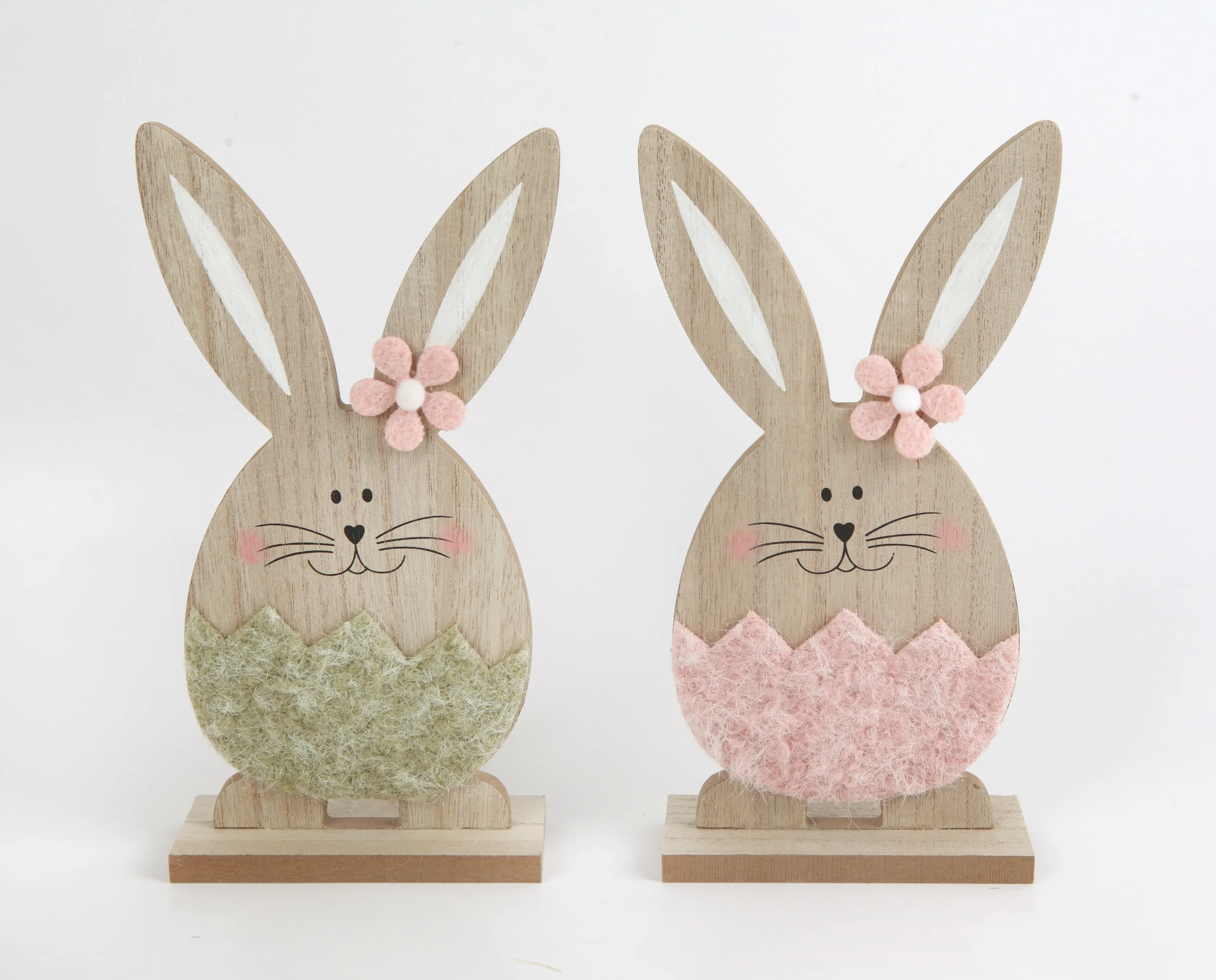 TrendLine Aufsteller Holz Hasen 23 x 5 x 12 cm rosa-weiß