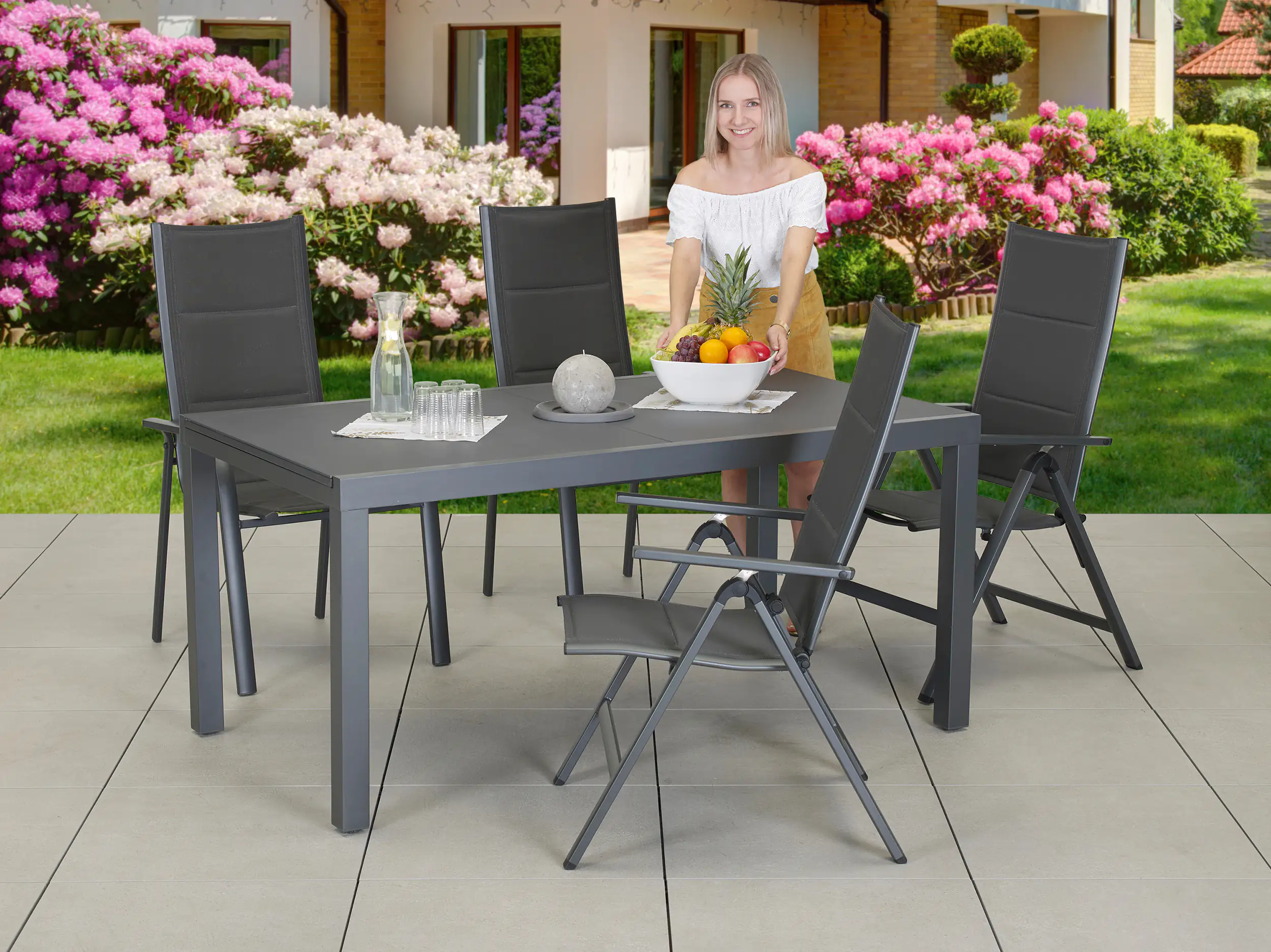 Primaster Gartentisch Fano 160/210 x 90 x 74 cm, rechteckig, anthrazit