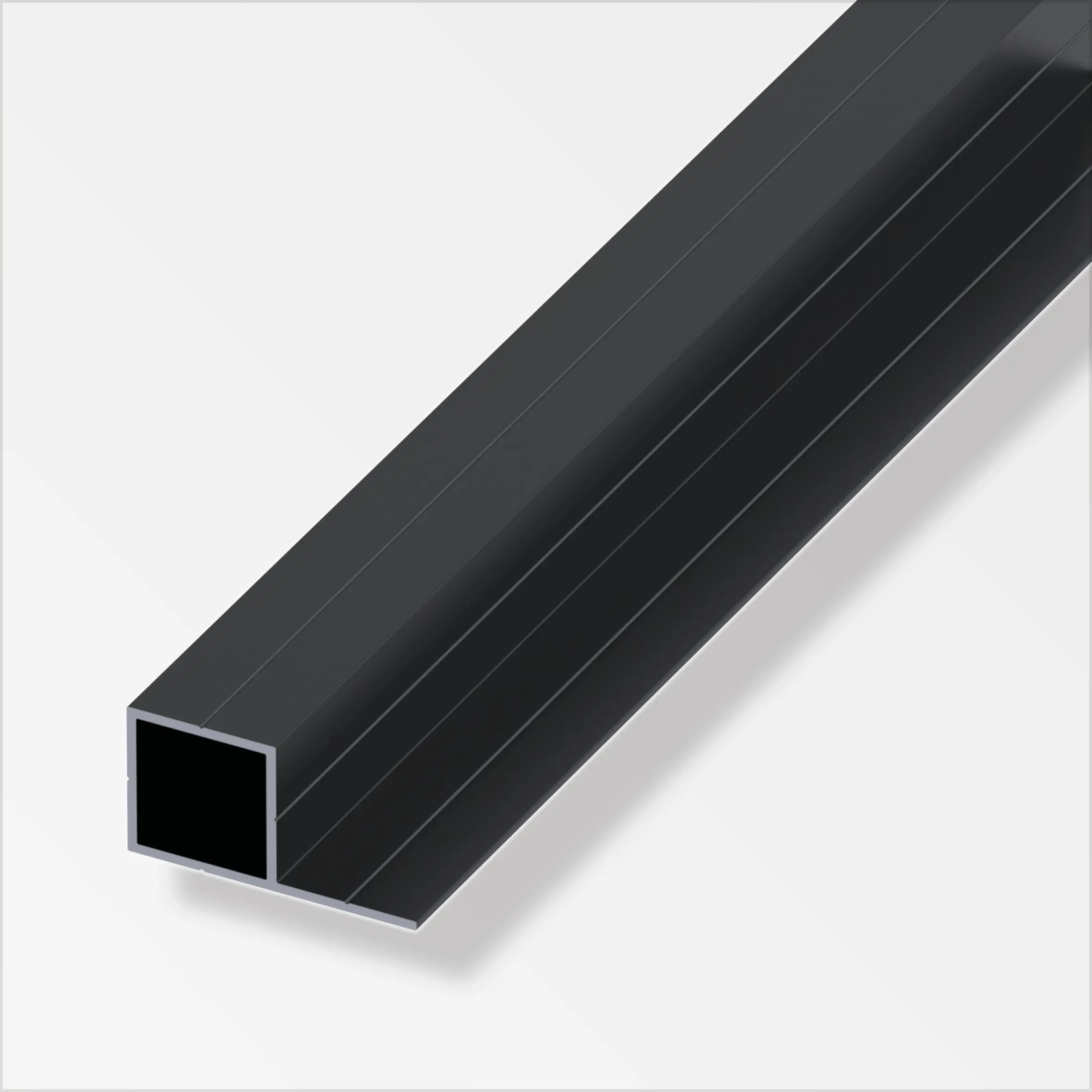 alfer Combitech Quadratrohr mit 1 Schenkel Aluminium 1 m x 23,5 x 45,5 mm schwarz