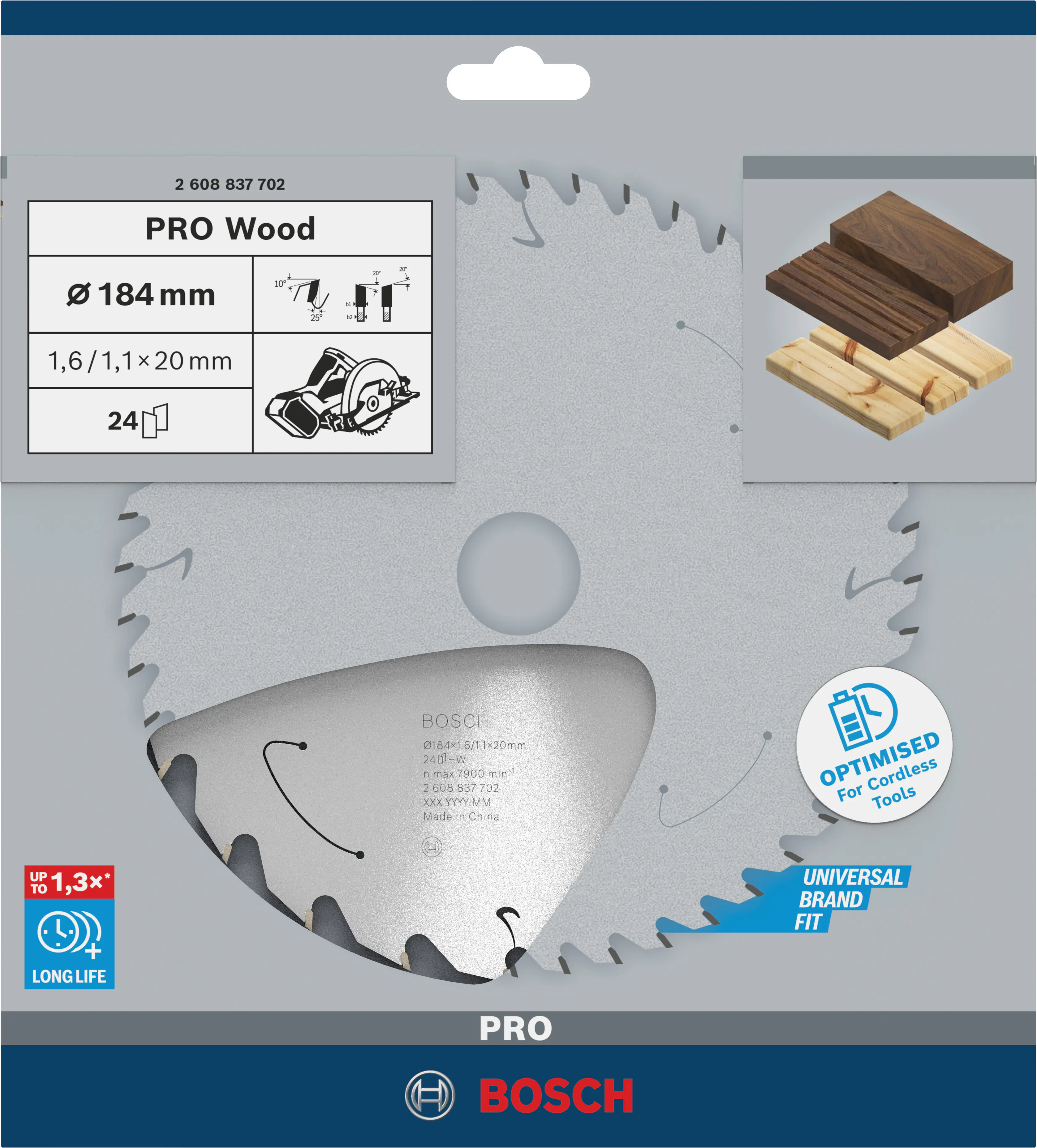 Bosch PRO Wood cordless Kreissägeblatt 184 x 1,6 x 20 mm T24 Bosch PRO Wood cordless Kreissägeblatt 184 x 1,6 x 20 mm T24