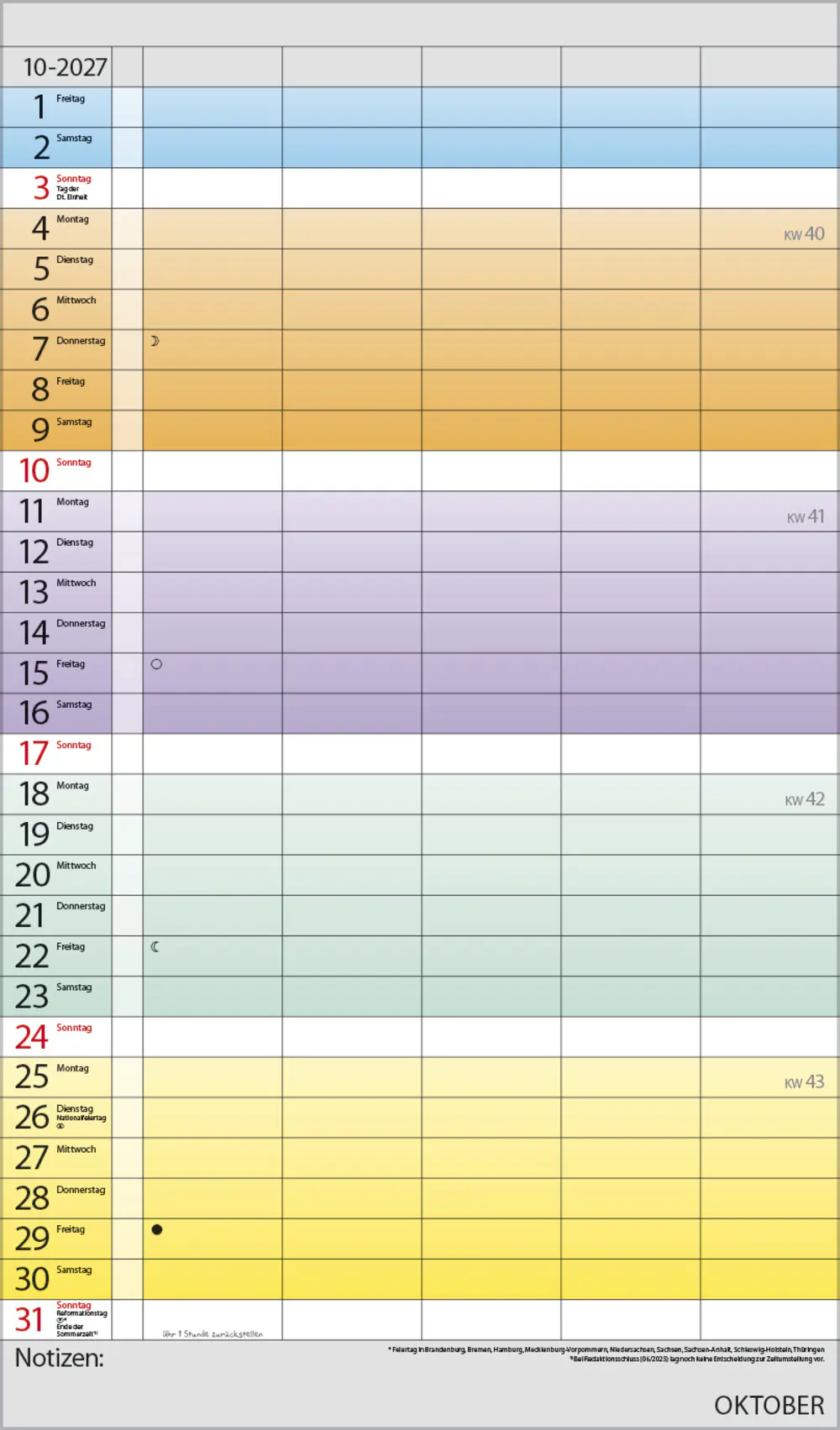 Korsch Kalender Familienplaner 2027 Farbenspiel 27 x 46 cm