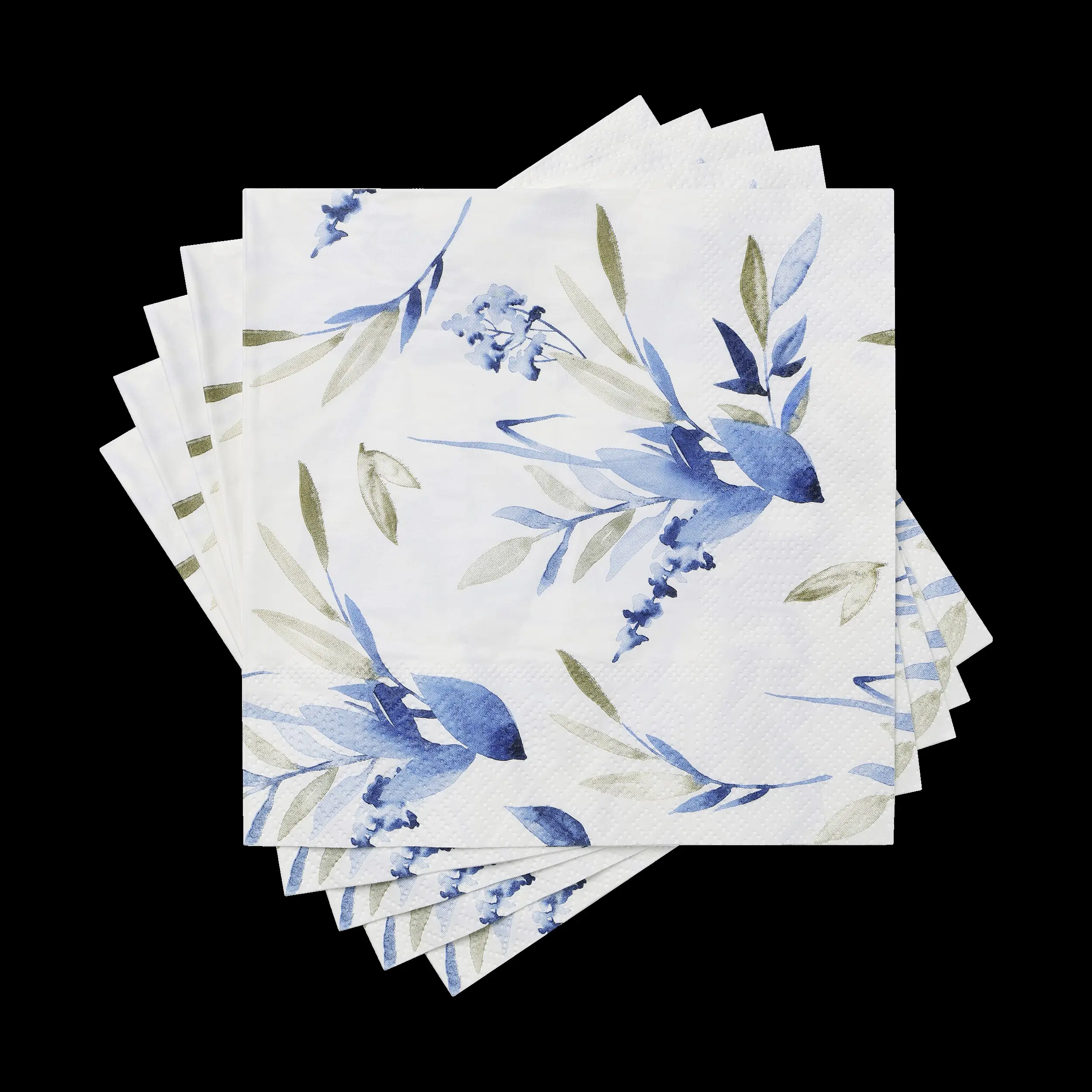 Eglo Servietten Blätter/Blüten Pasig 17 x 8 cm weiß blau- 20er Pack