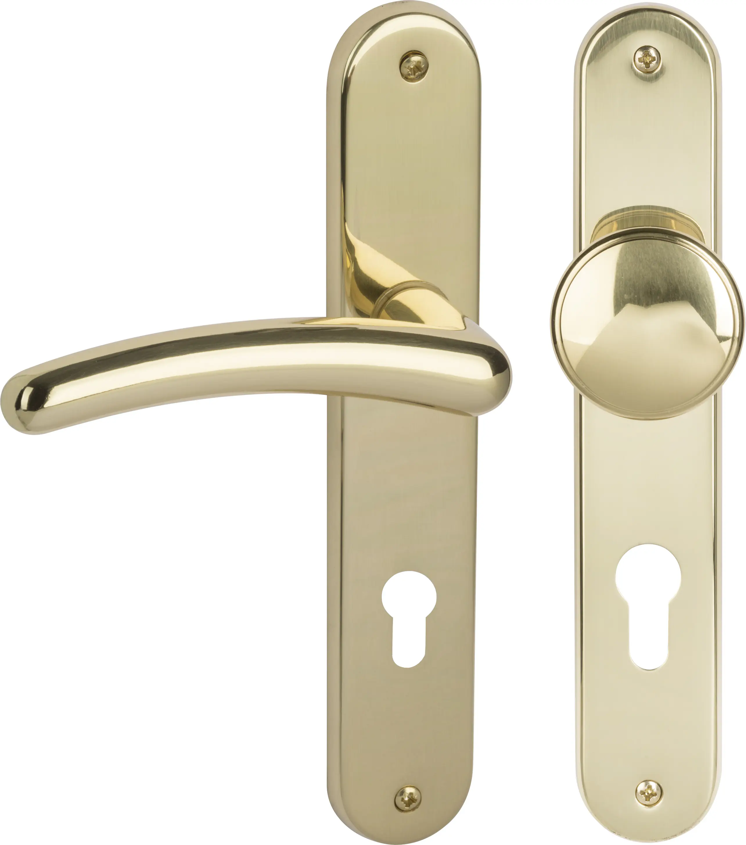 Südmetall Türgriff-Garnitur Langschild Franziska PZ Messing poliert Drücker rechts gold 225 x 40 mm