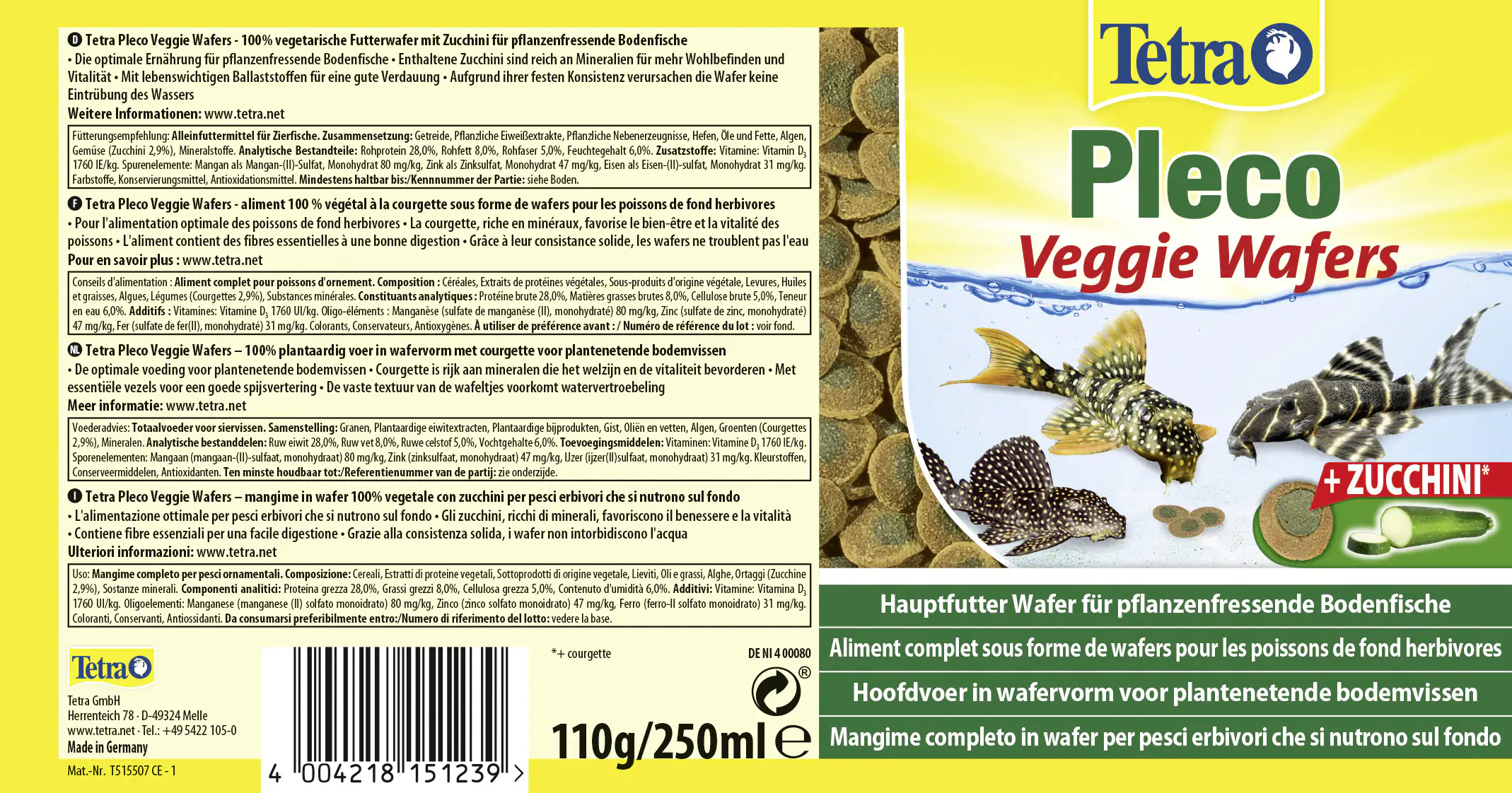 Tetra Pleco Veggie Wafers 250 ml