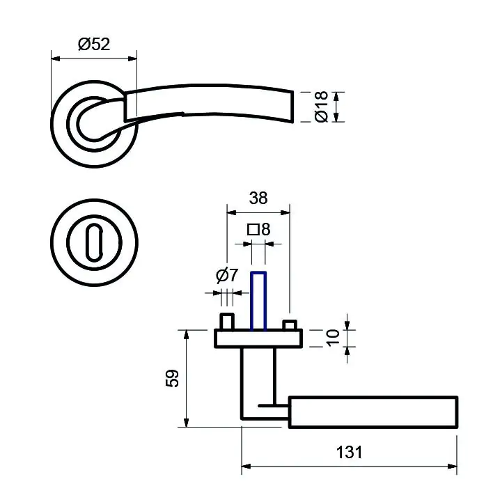 Alpertec Rosettengarnitur Solid 7 Edelstahl silber rund