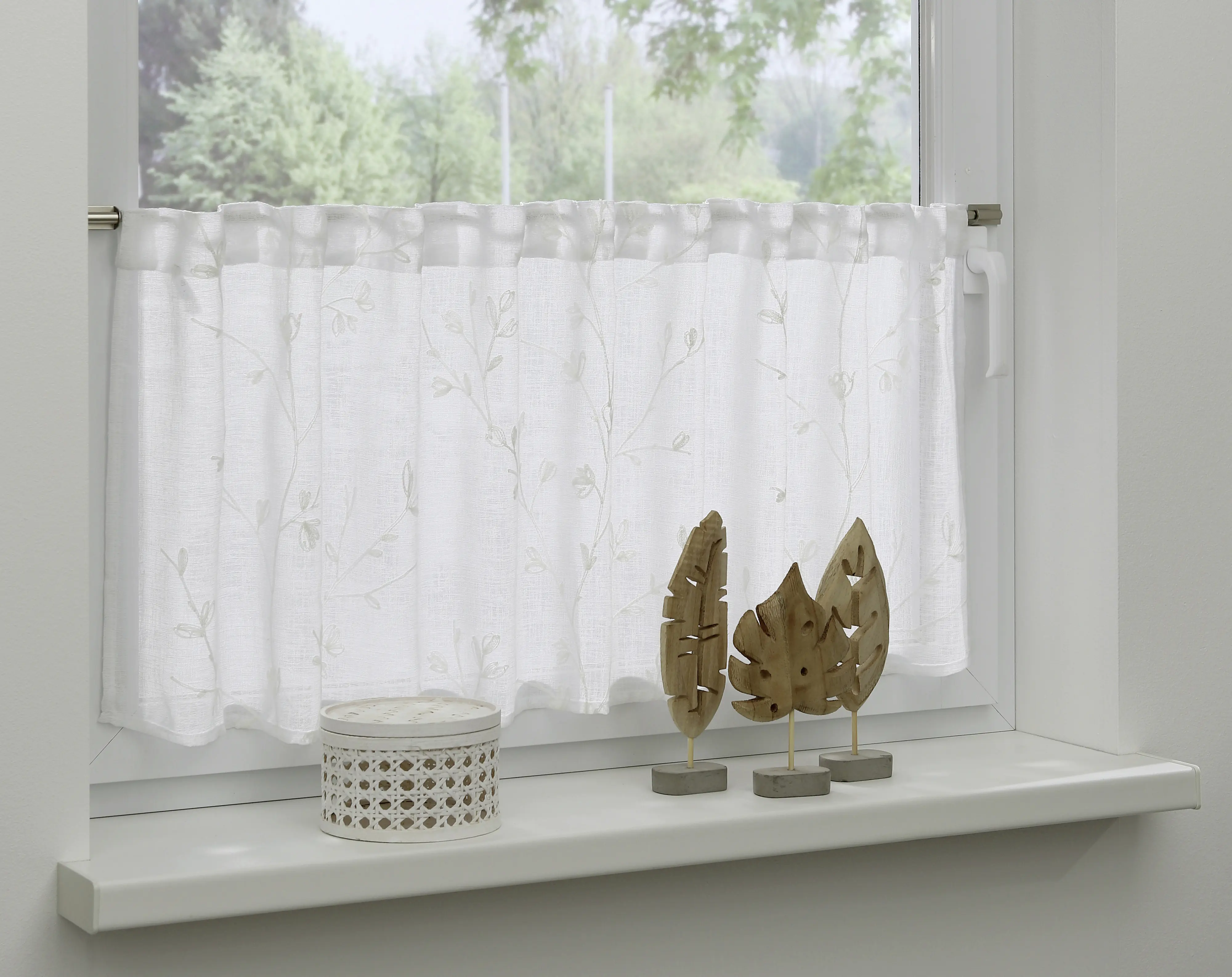 Gardinia Schlaufenpanneau mit Stickerei weiß 140 x 45 cm 