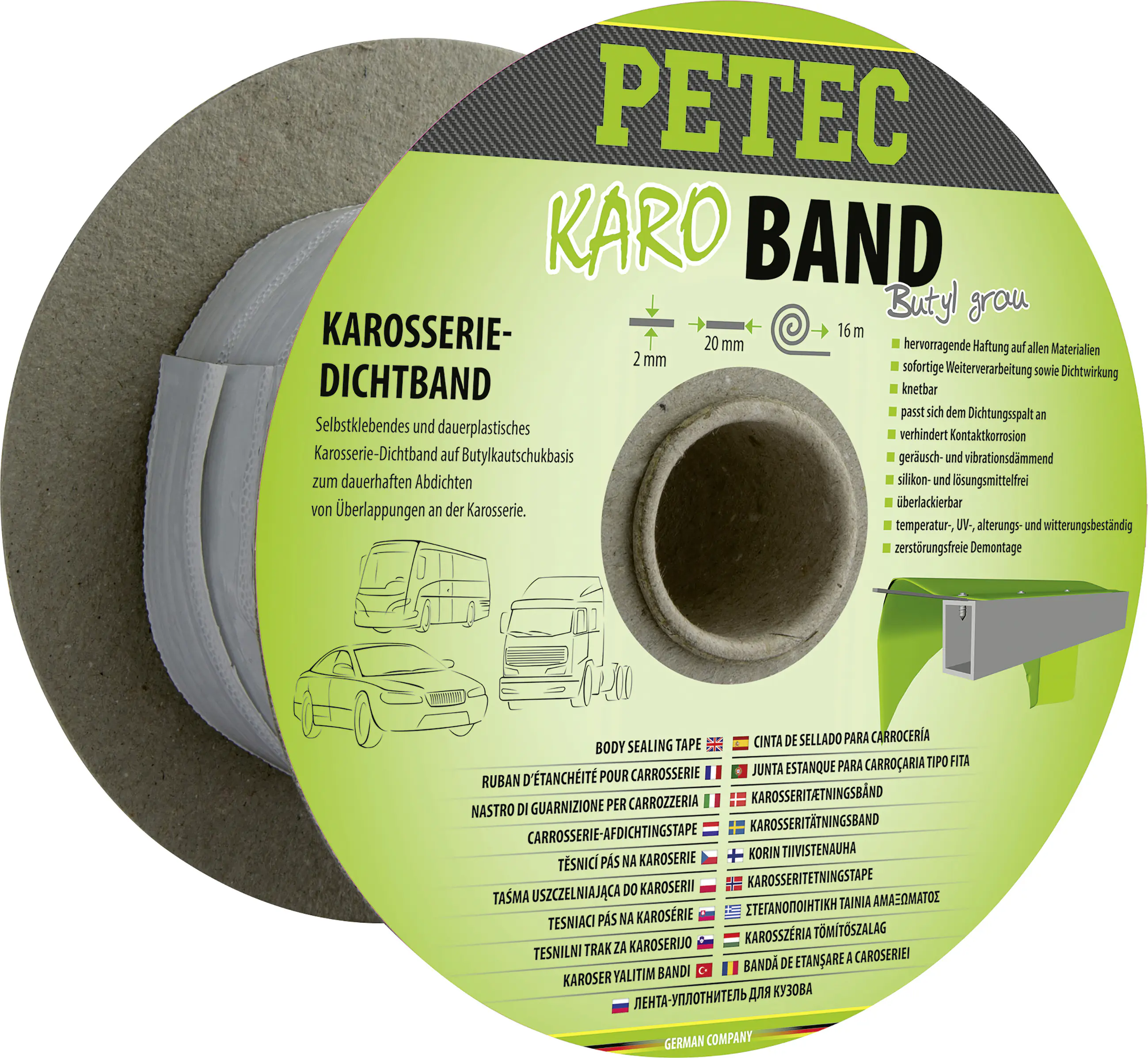 Petec Karo-Band Karosseriedichtband 16 m x 20 mm