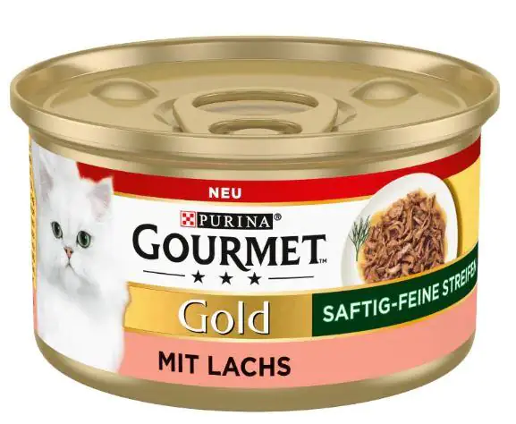 Gourmet Gold Katzenfutter saftig-feine Streifen mit Lachs 85 g