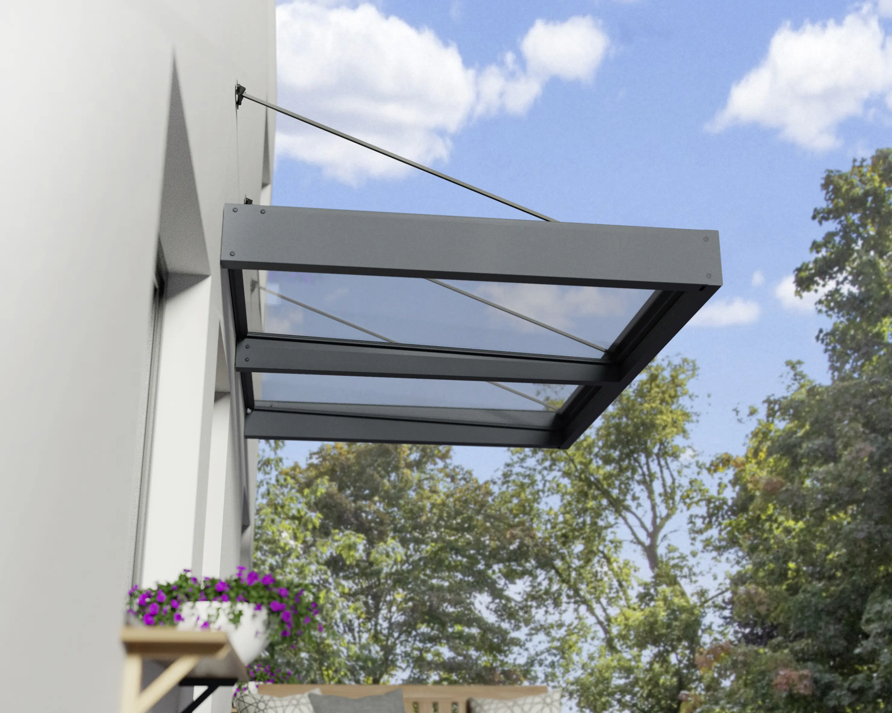 Canopia Vordach Sophia XL 2000 Grau Alu 192 x 140 cm Canopia Vordach Sophia XL 2000 Grau Alu 192 x 140 cm