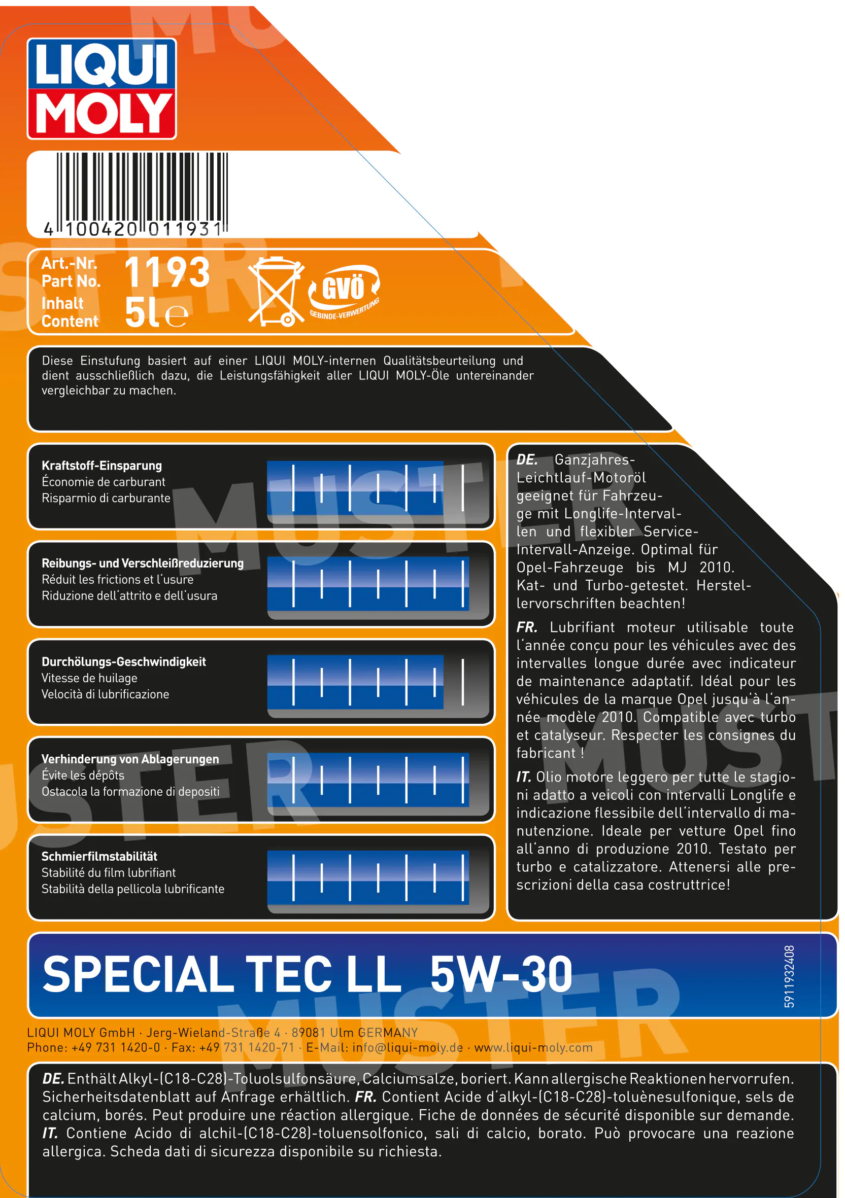 Liqui Moly Motoröl Special TecLL 5W-30 5 L