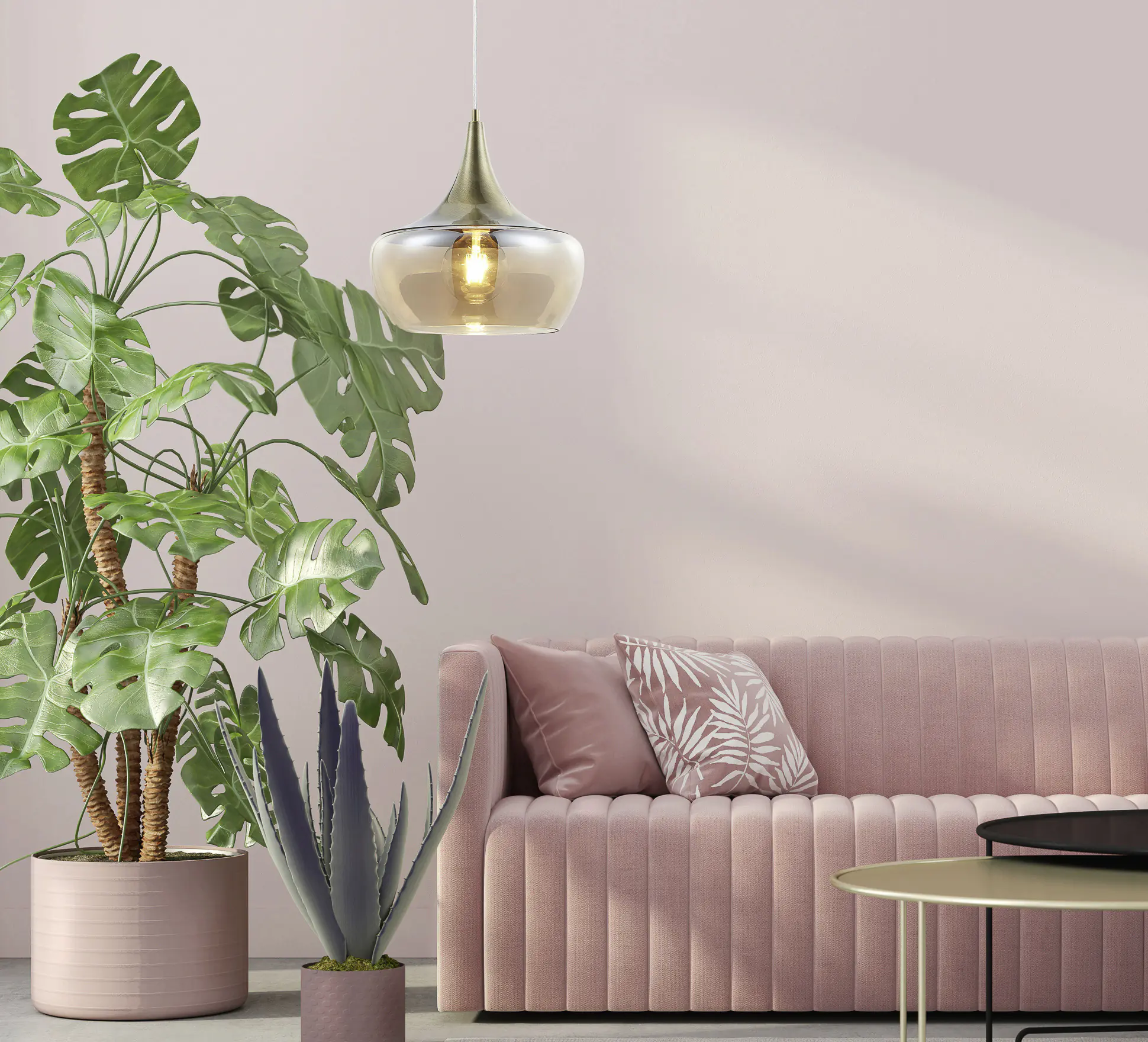 Globo Hängeleuchte Arola 30 x 150 cm (Ø x H) messingfarben