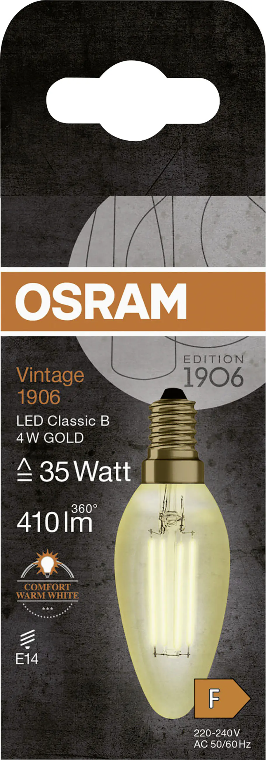 Osram LED Kerzenlampe E14 4 W warmweiß amber