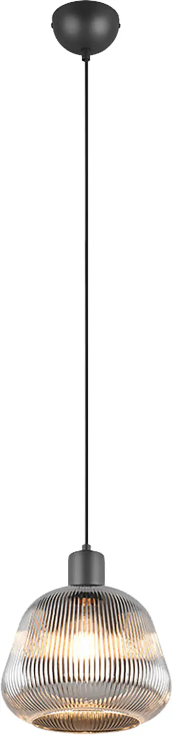 Trio Leuchten LED Pendelleuchte Tarifa E27 schwarz, Metall/Glas
