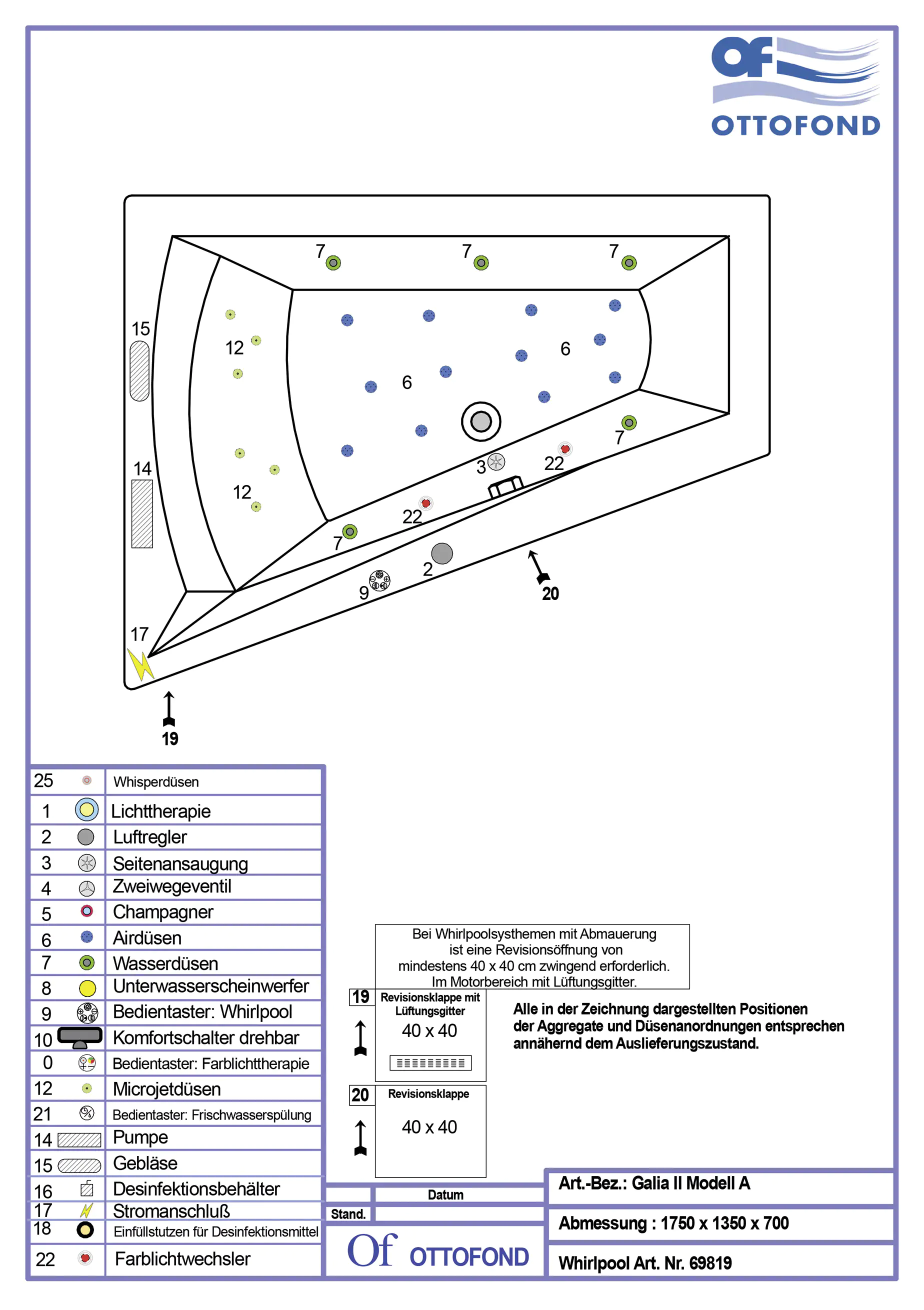 Ottofond Whirlpool Galia II Mod. A 175 x 135 cm, weiß Kombisystem