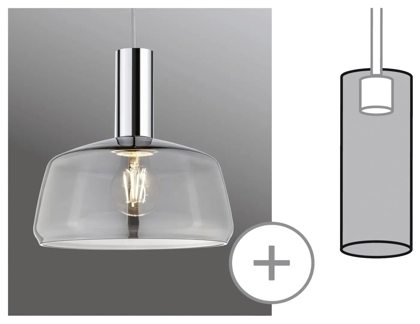 Paulmann Leuchtenschirm Neila URail 2Easy Schirm Neila Rauchglas Glas