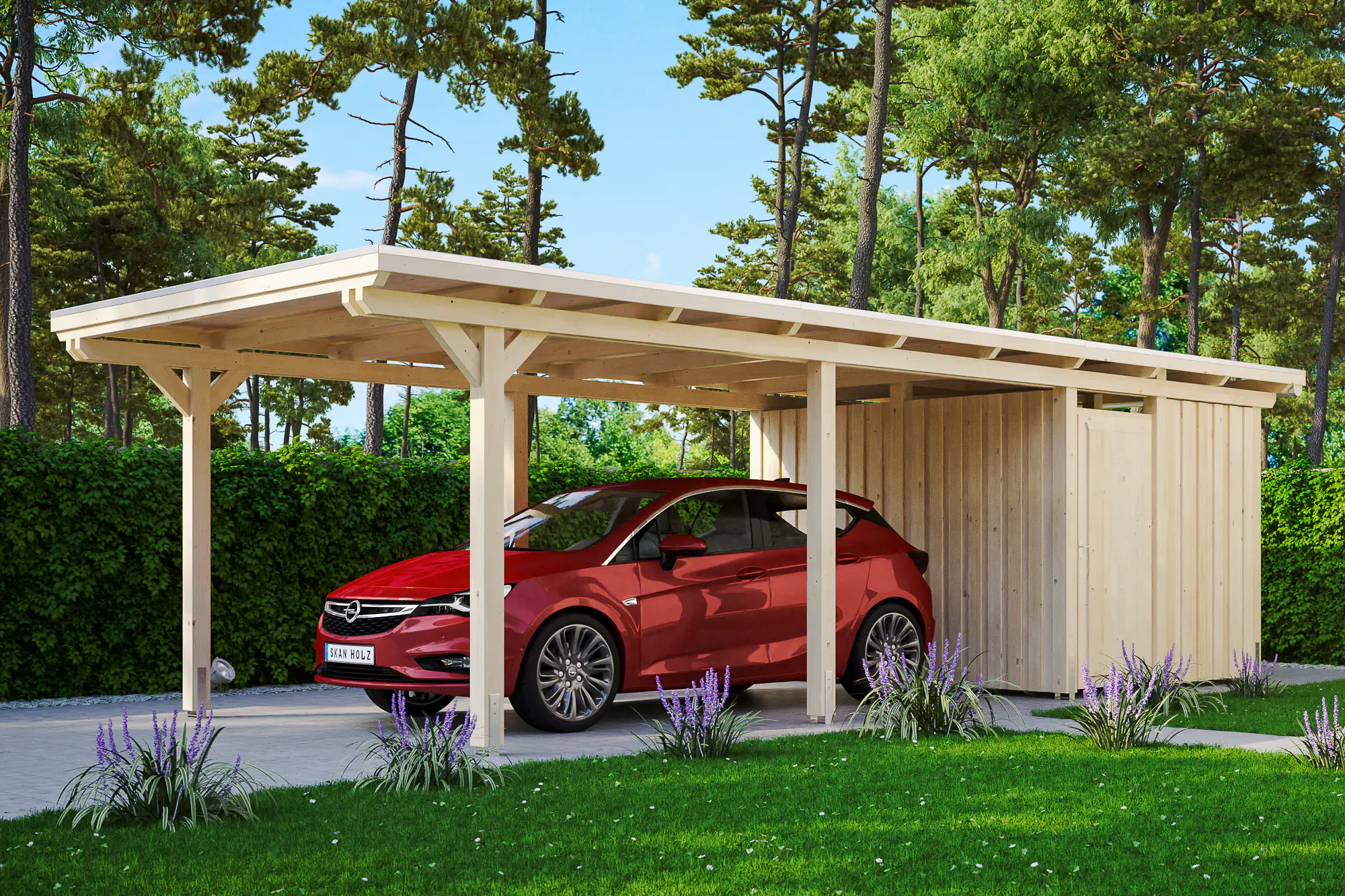 4018211022786 SKAN HOLZ Carport Emsland 354 x 846 cm mit EPDM-Dach mit Abstellraum