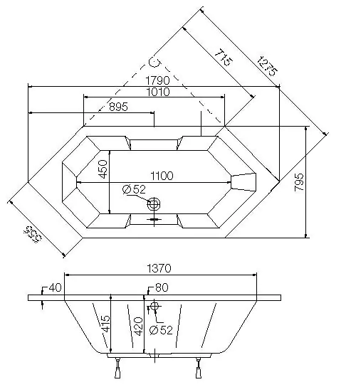 Ottofond Eckwanne Sierra 180 x 80 cm, weiß