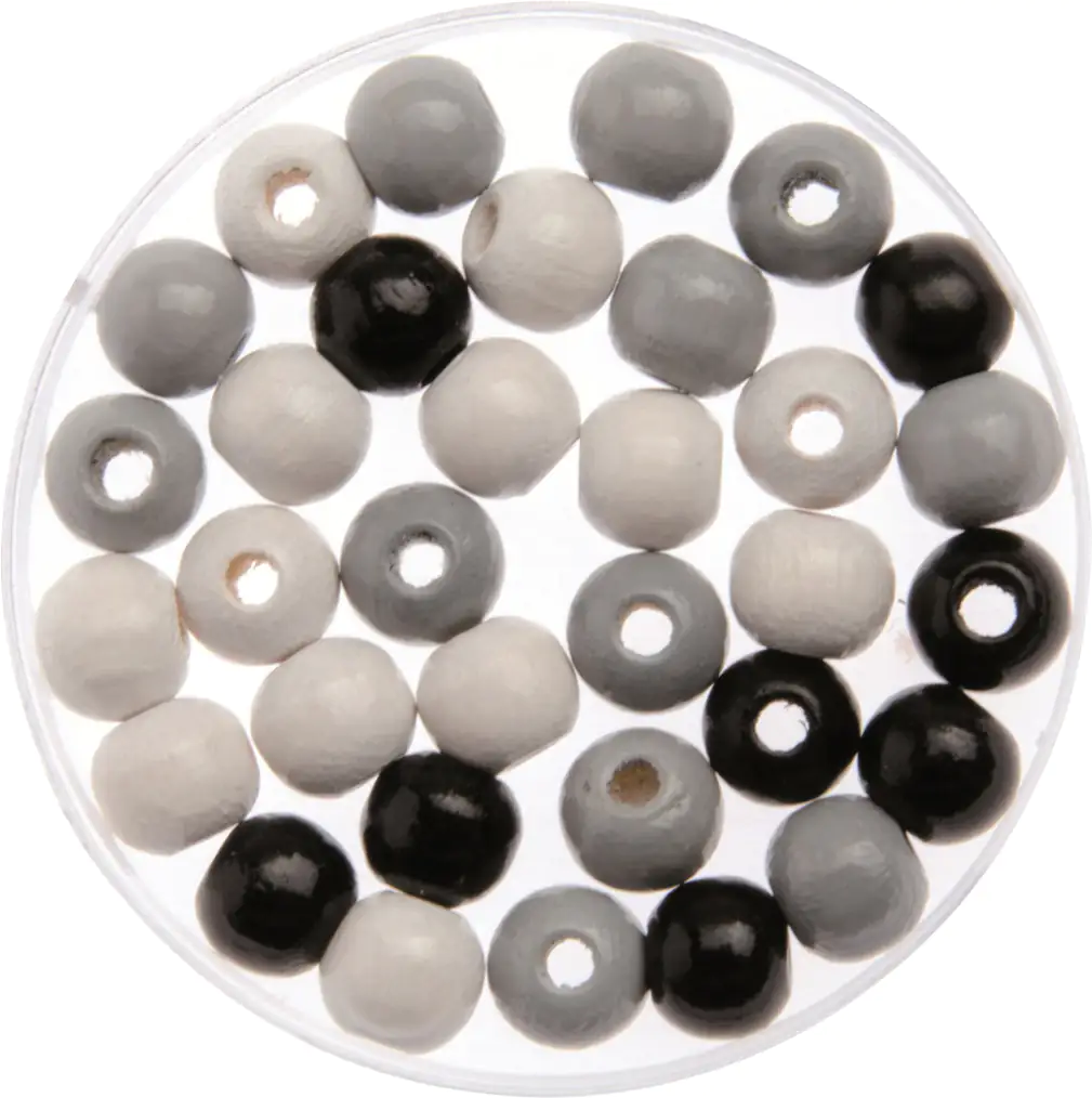 Glorex Holzperle schwarz / grau / weiß 15 mm