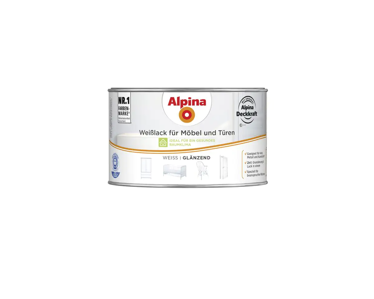 4001244749676 Alpina Weißlack für Möbel und Türen 300 ml weiß glänzend