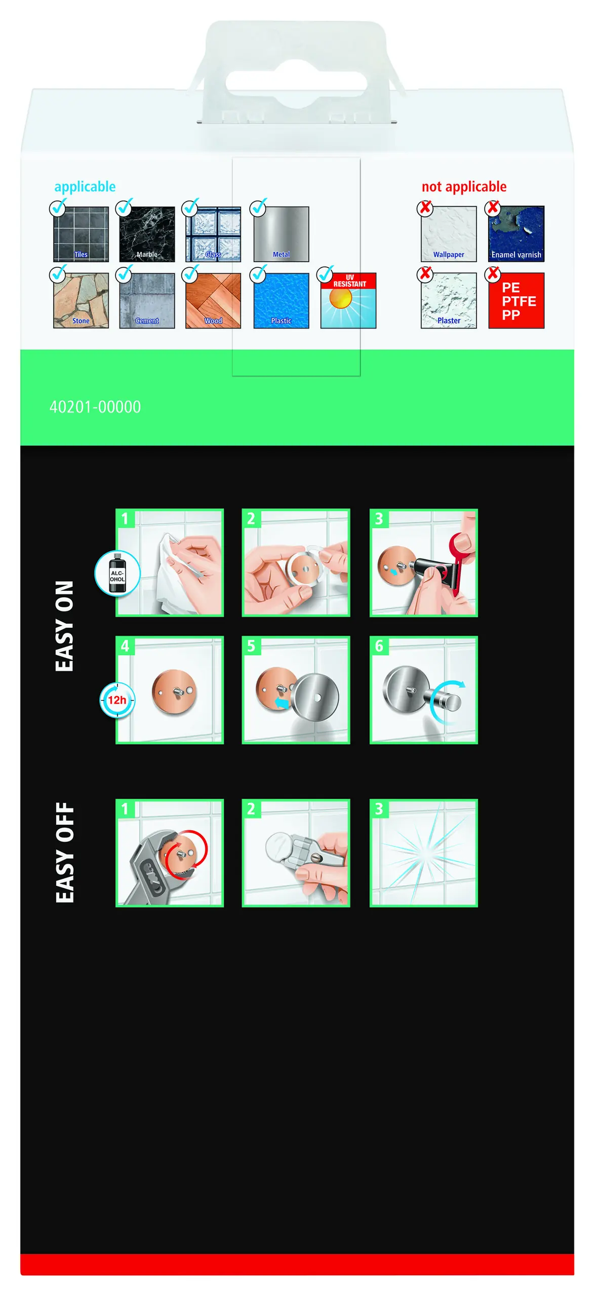 tesa Duschkorb Aluxx zum Kleben viereckig 1 Ablage verchromt 25 cm