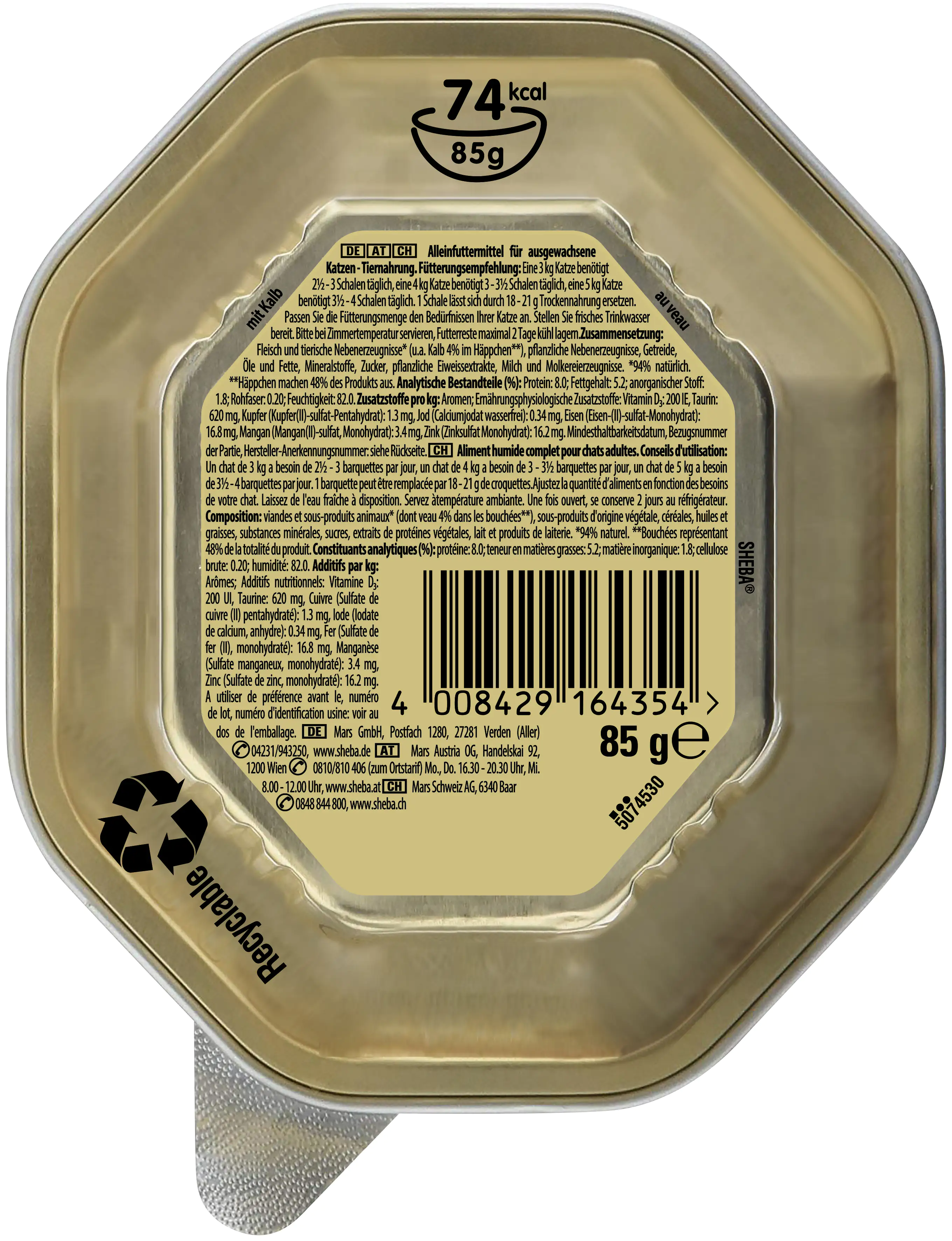 Sheba Sauce Collection mit Kalbshäppchen in heller Sauce 85 g Sheba Sauce Collection mit Kalbshäppchen in heller Sauce 85 g
