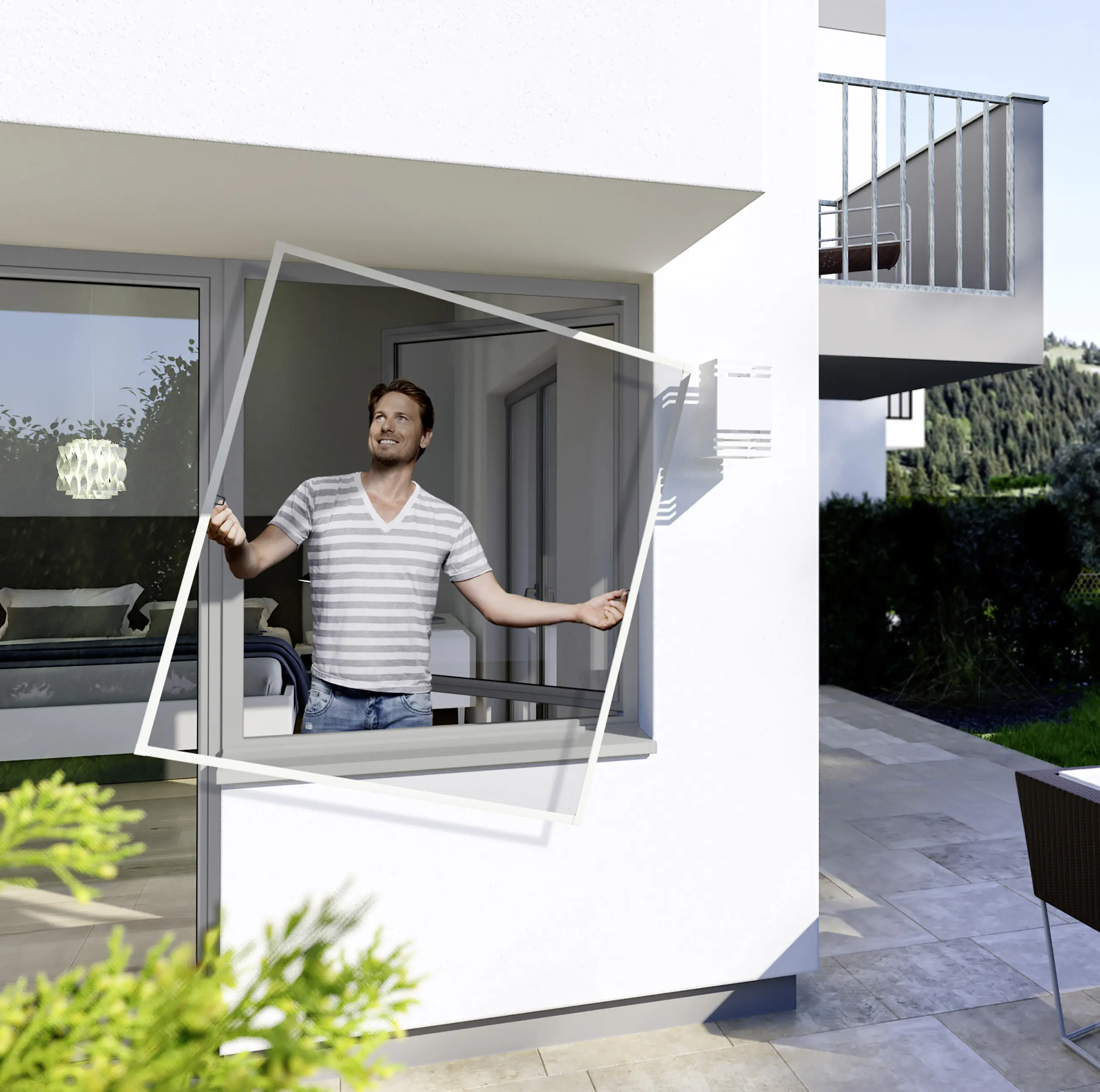 Windhager IS Fliegenschutz-Fenster Plus 100 x 120 cm schwarz/weiß