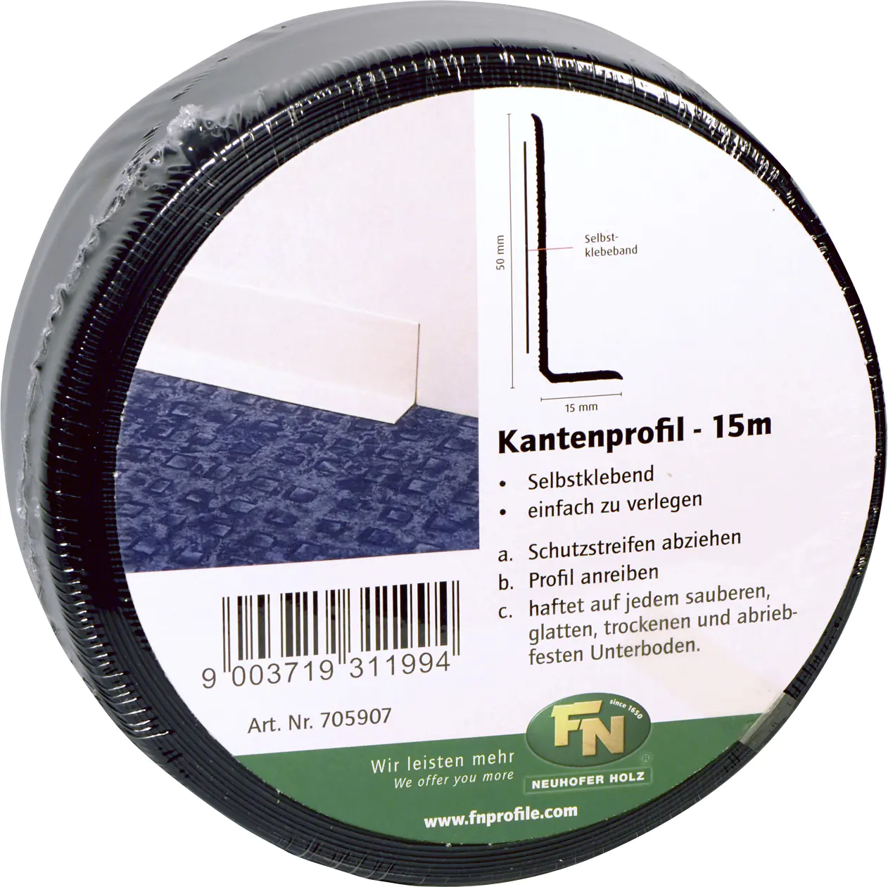 FN Neuhofer Fußleiste 1500 cm 50 x 15 mm schwarz FN Neuhofer Fußleiste 1500 cm 50 x 15 mm schwarz