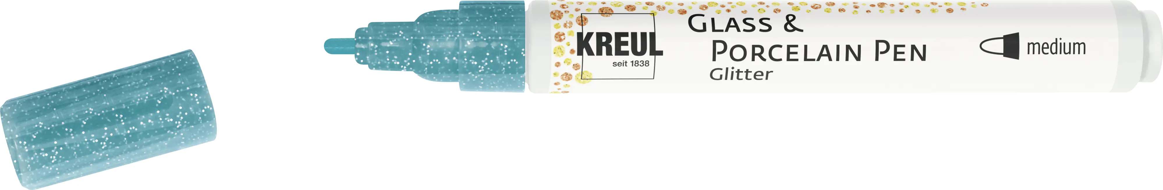Kreul Glass & Porcelain Pen Glitter türkis, 1 - 3 mm