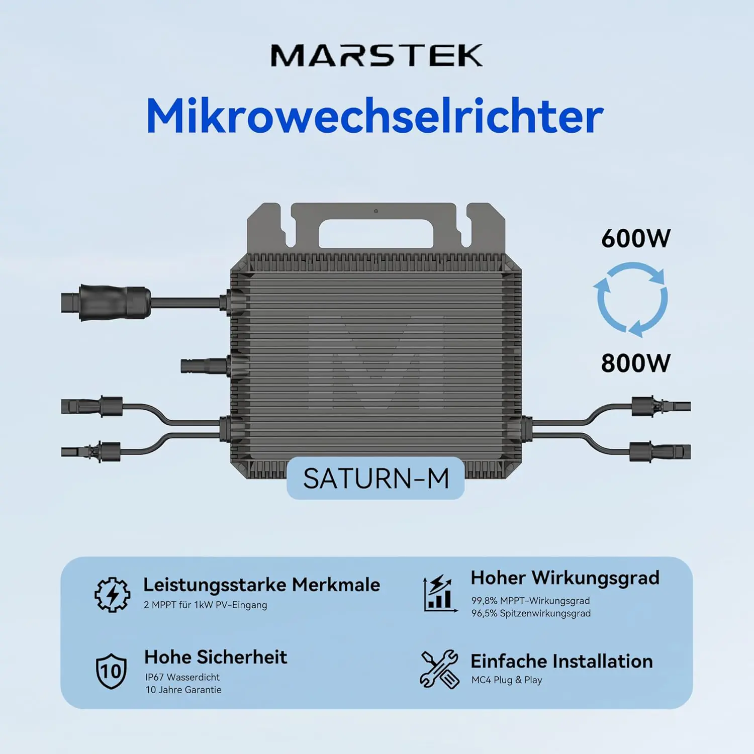 Marstek Wechselrichter MST-MI0800W Microinverter 800W Marstek Wechselrichter MST-MI0800W Microinverter 800W