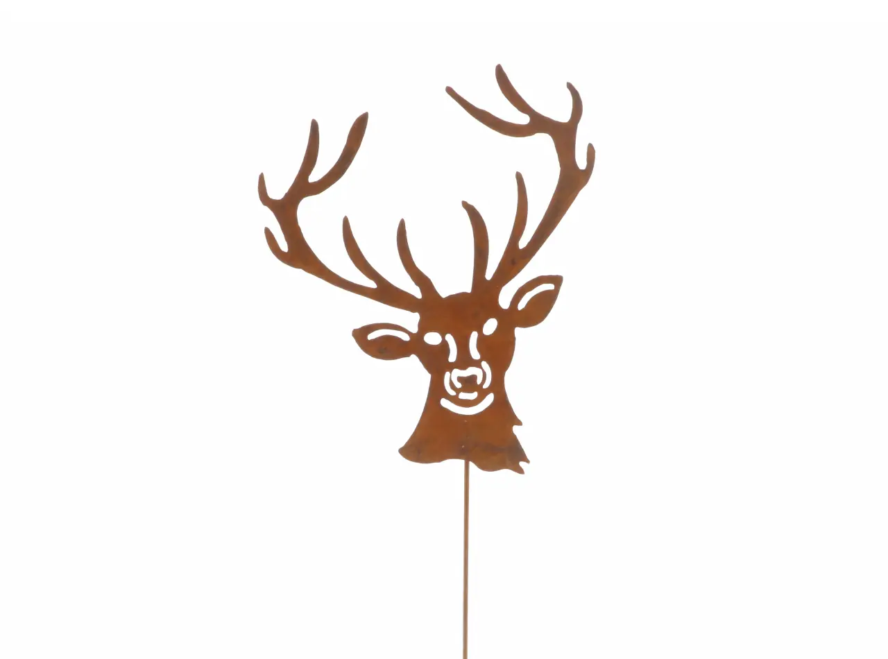 Flamingo Gartenstecker Rentierkopf rostbraun 55 cm 