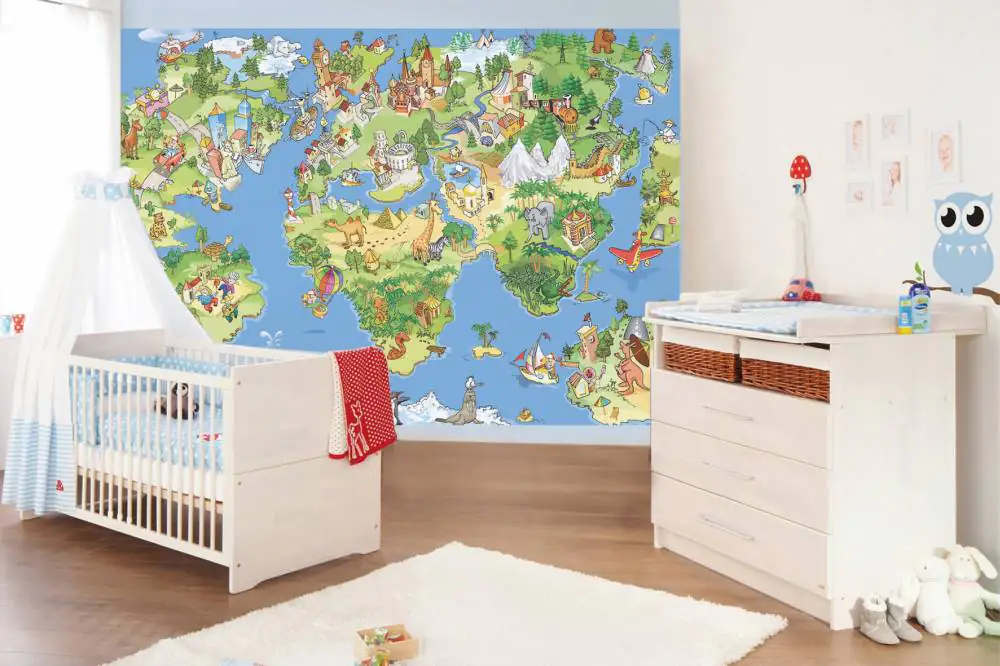 papermoon Vlies- Fototapete Digitaldruck 250 x 180 cm Kids World Map