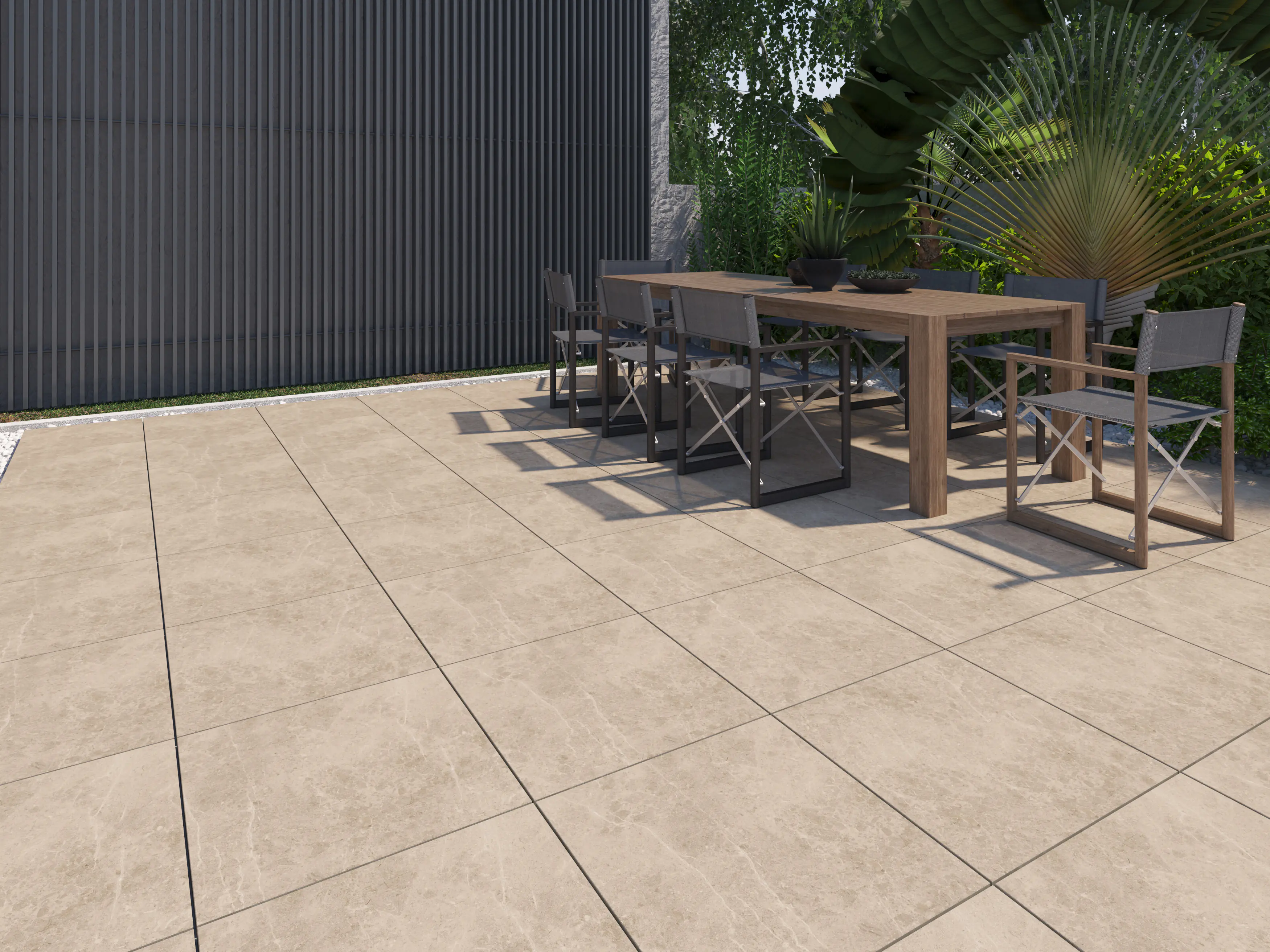 Terrassenplatte Feinsteinzeug Botticino 60 x 60 x 2 cm braun
