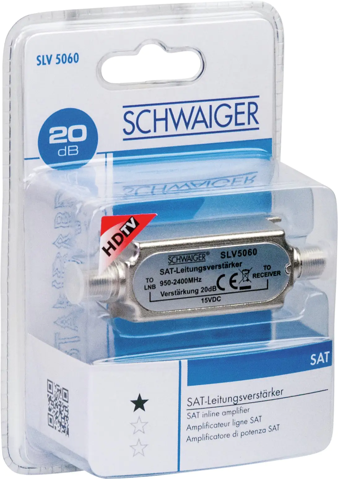 Schwaiger SAT-Leitungsverstärker SLV5060 531 für Dämpfungsausgleich bis 20dB