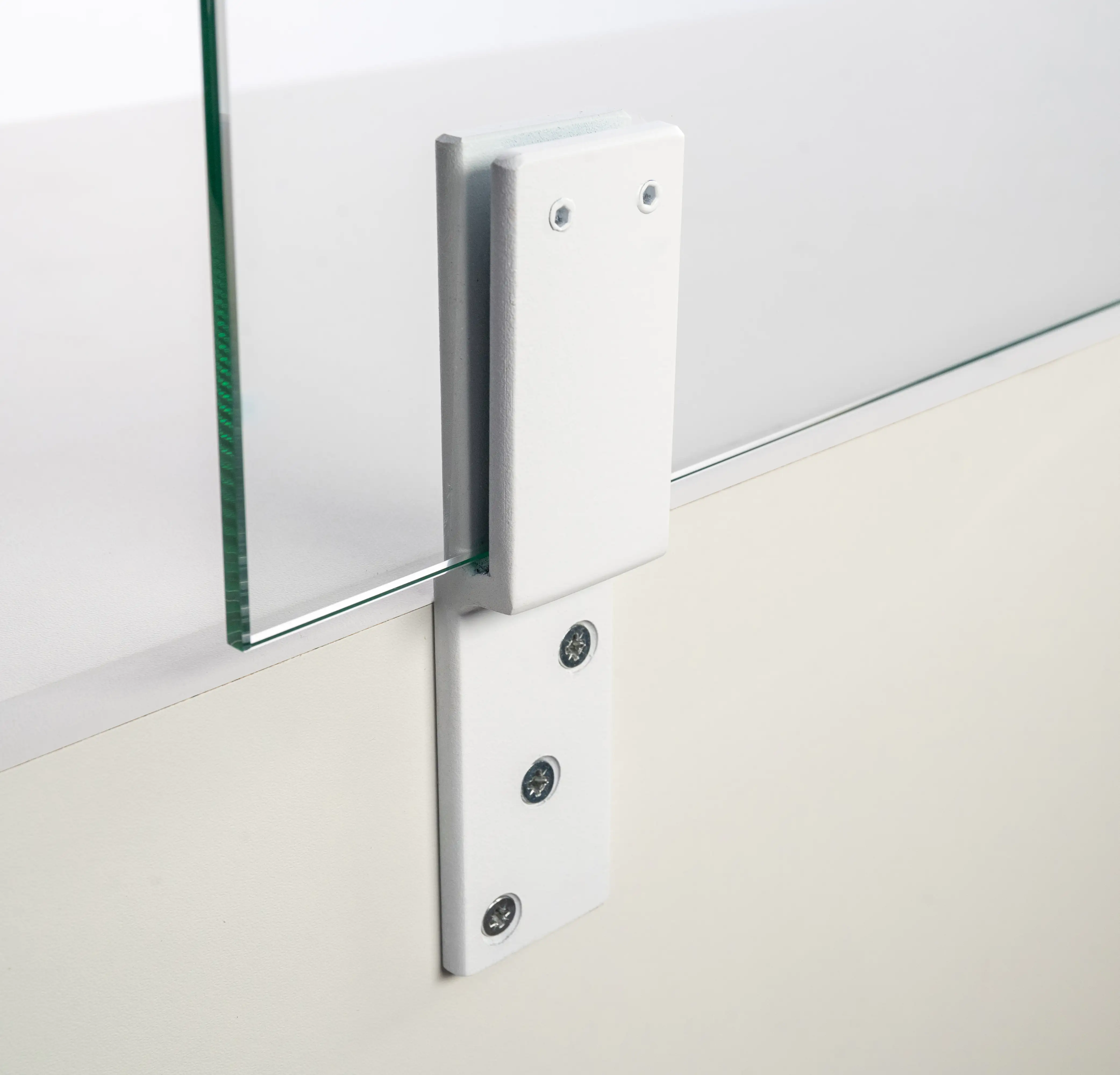 Thekenhalter für 6 mm ESG-Glas weiß lackiert