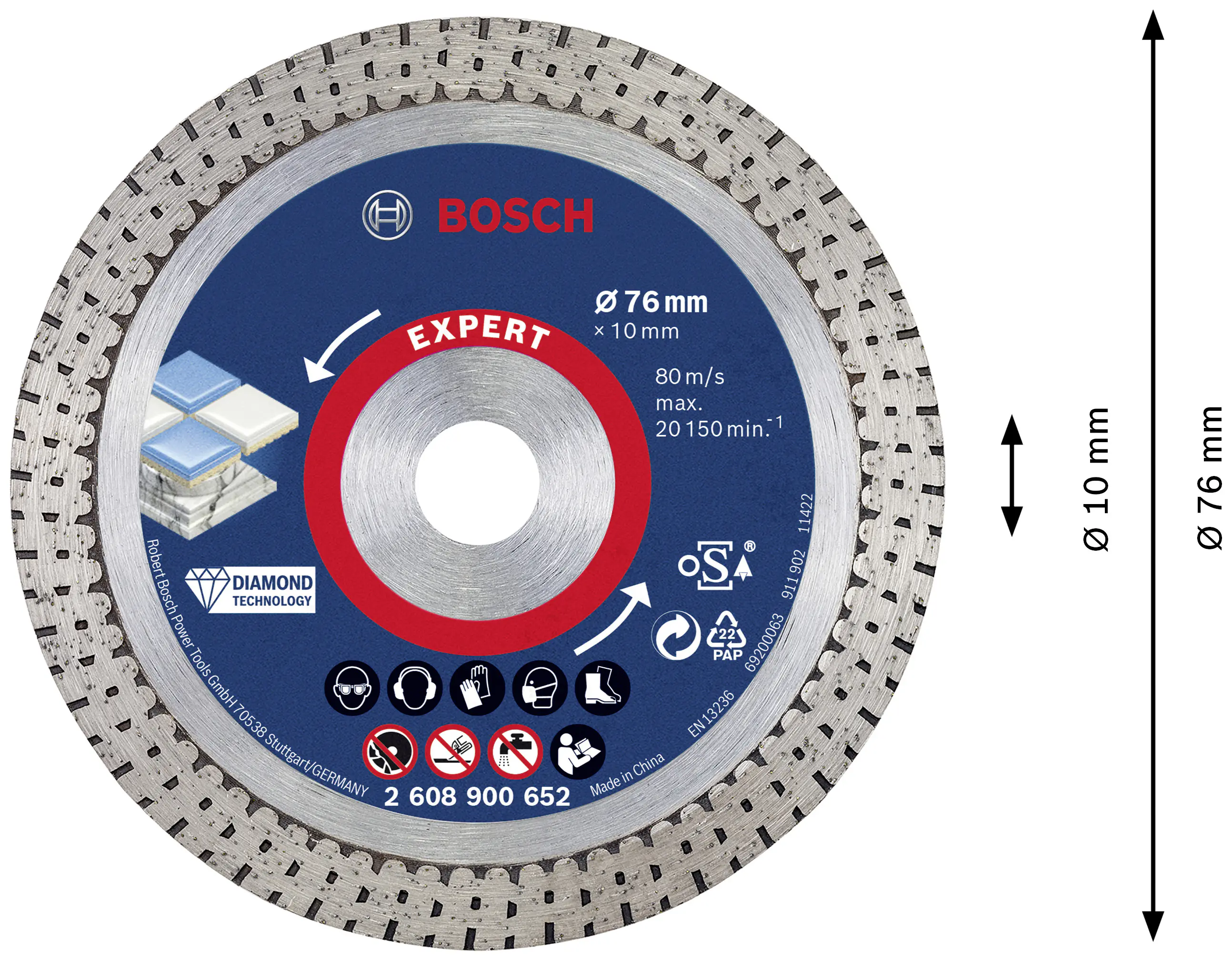 Bosch Expert Hardceramic-Diamanttrennscheibe Ø 76 mm Bohrung 10 mm