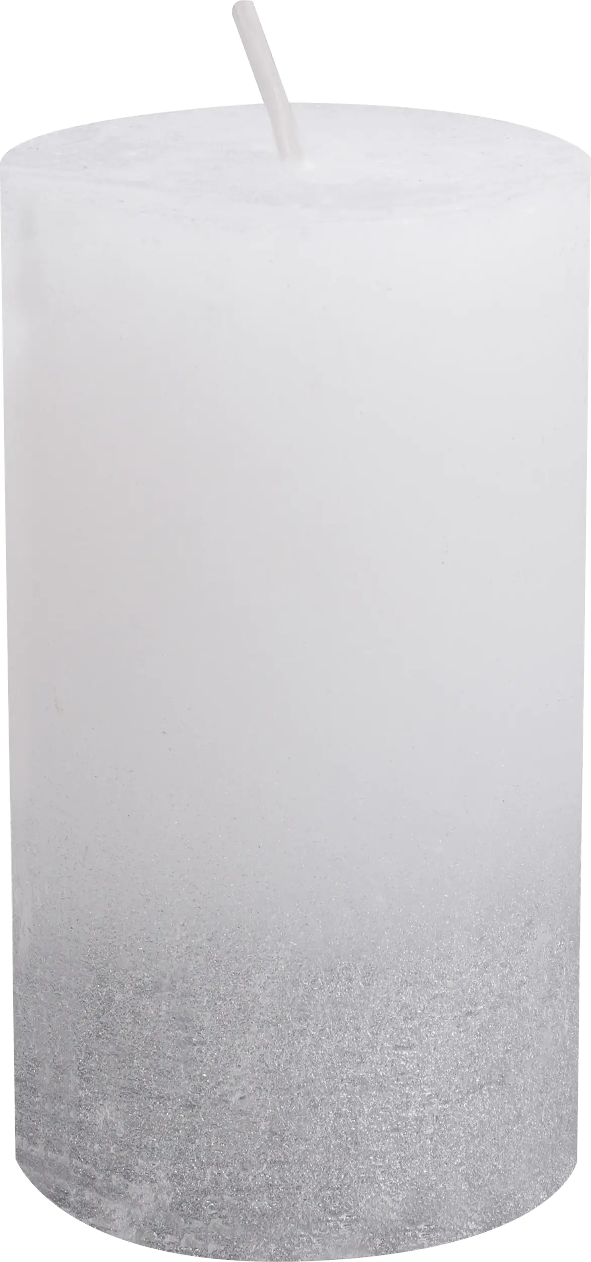 House of Rustic Kerze weiß mit silber Streifen Ø 6,8 x 12 cm