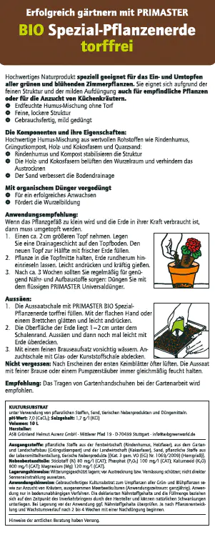 Primaster Bio Spezialpflanzerde torffrei 10 L Primaster Bio Spezialpflanzerde torffrei 10 L