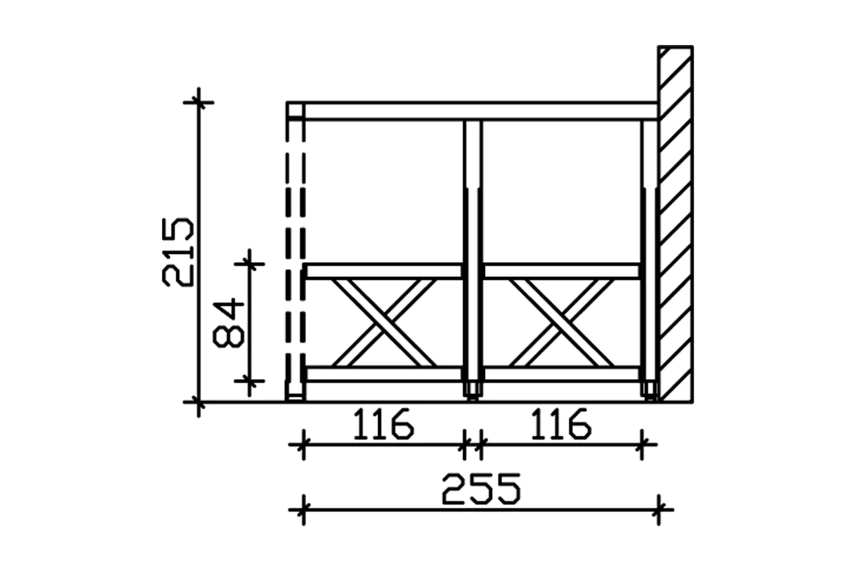 SKAN HOLZ Seitenwand Andreaskreuz 255 x 210 cm, Douglasie, natur