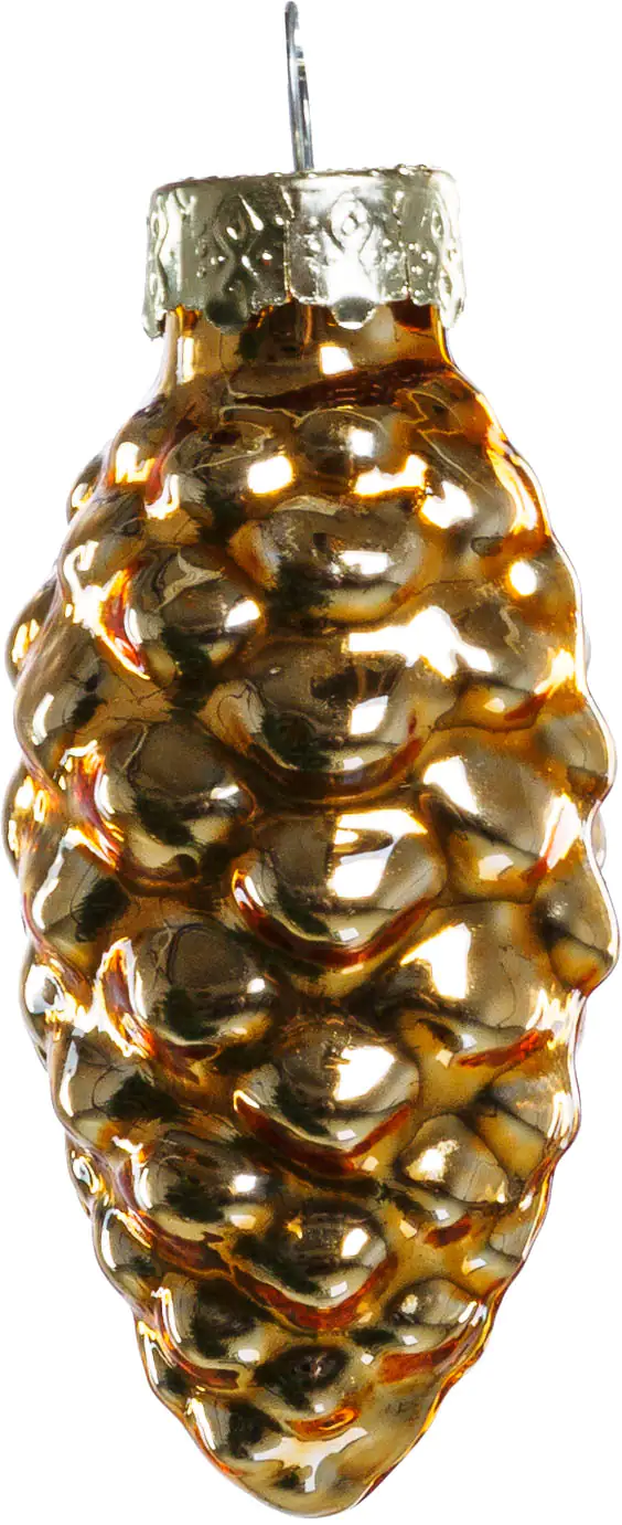 2076601538530_02 TrendLine Weihnachtskugeln Glas-Tannenzapfen 6 cm gold 12 Stück