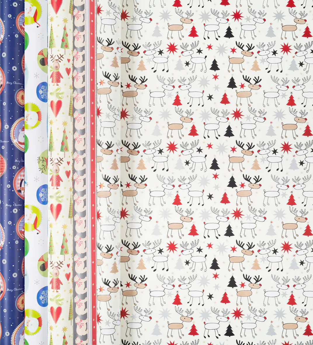 Duni Geschenkpapier Christmas Delight 2 m x 70 cm 5-fach sortiert