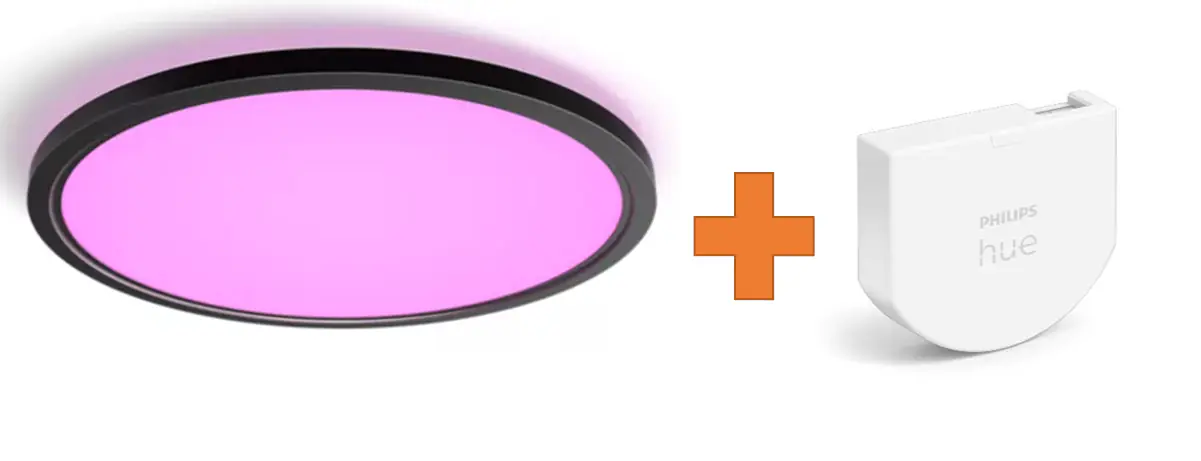 Philips Hue LED Deckenleuchte Tento + Wandschalter rund schwarz 55 x 55 cm RGB  Philips Hue LED Deckenleuchte Tento + Wandschalter rund schwarz 55 x 55 cm RGB