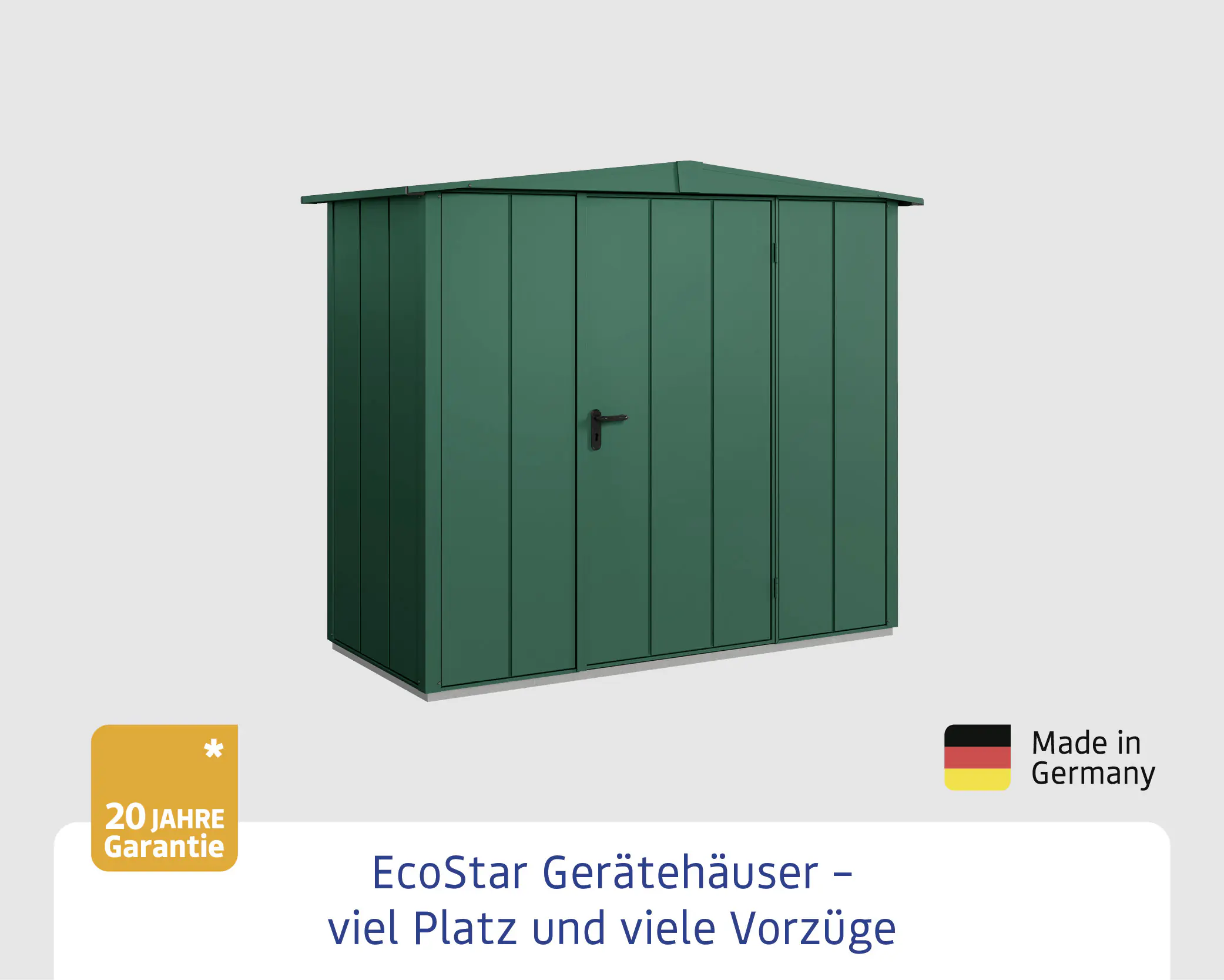 EcoStar Gerätehaus Elegant-S Typ 1 moosgrün 1 flg 258,8 x 121,3 x 216 cm
