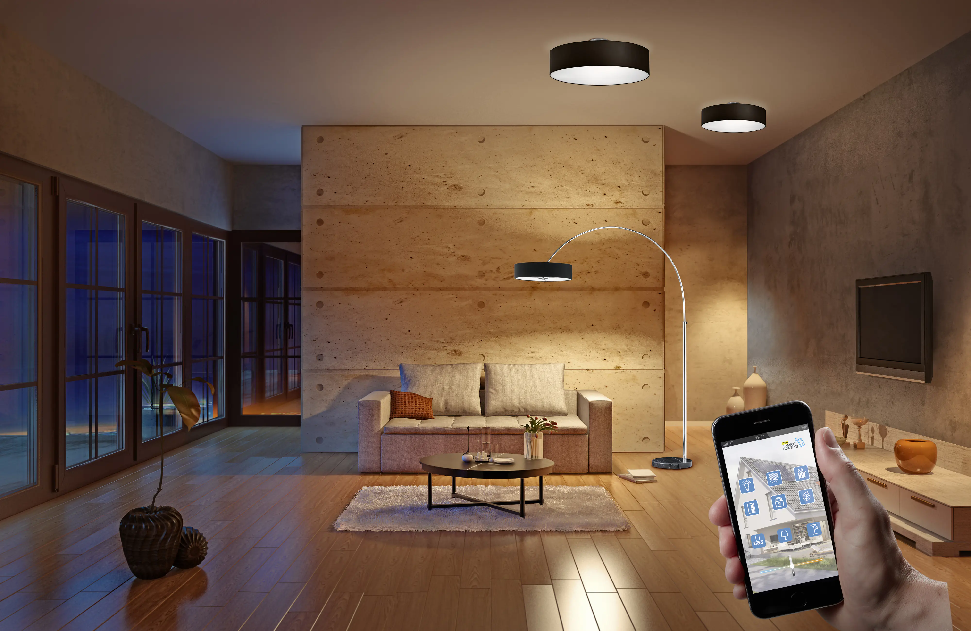 Trio Deckenleuchte Hotel schwarz  Ø 50 cm