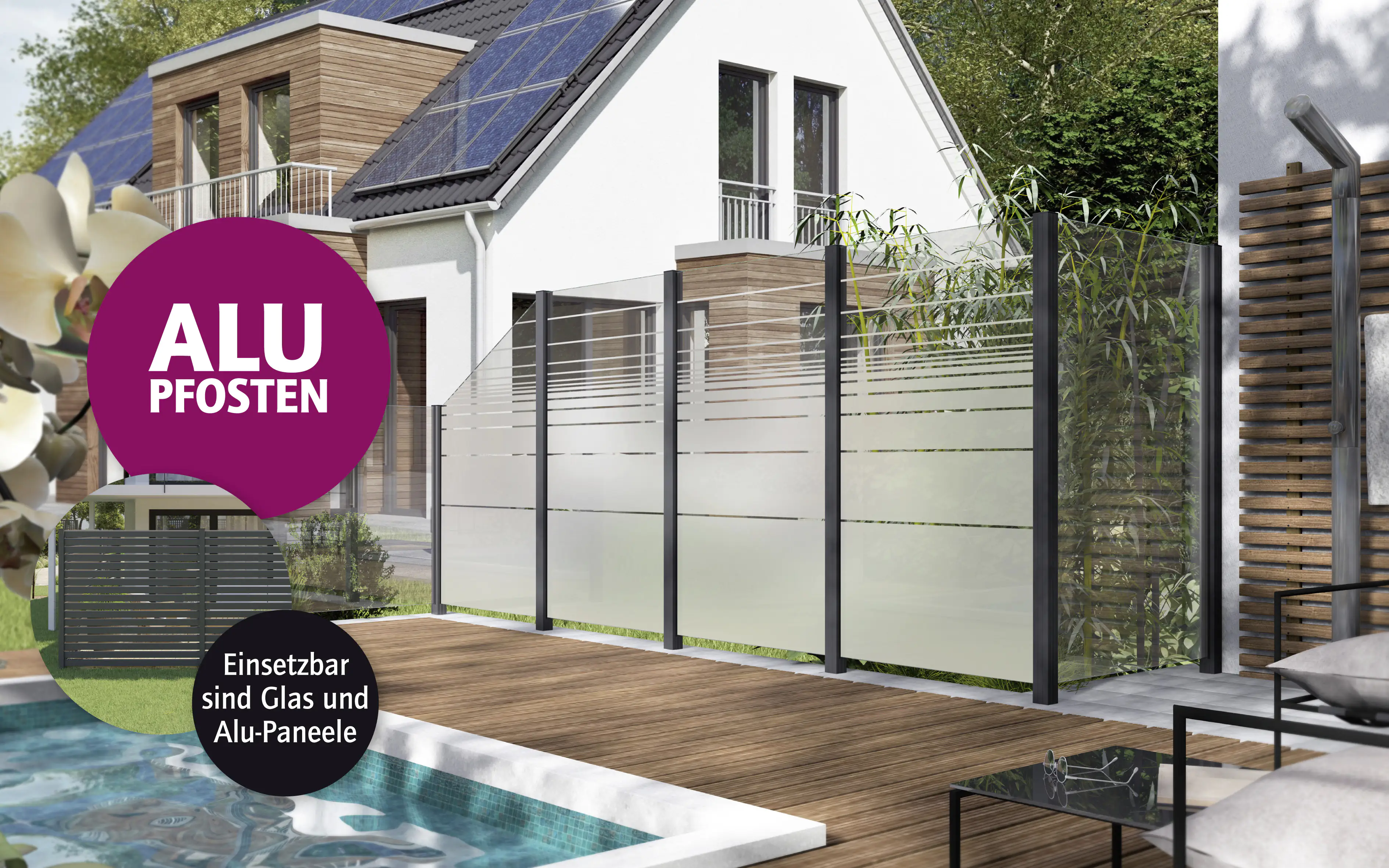 Ambiente Aluminium-Pfosten 127 cm, 68 x 68 mm, Anthrazit Struktur 7016