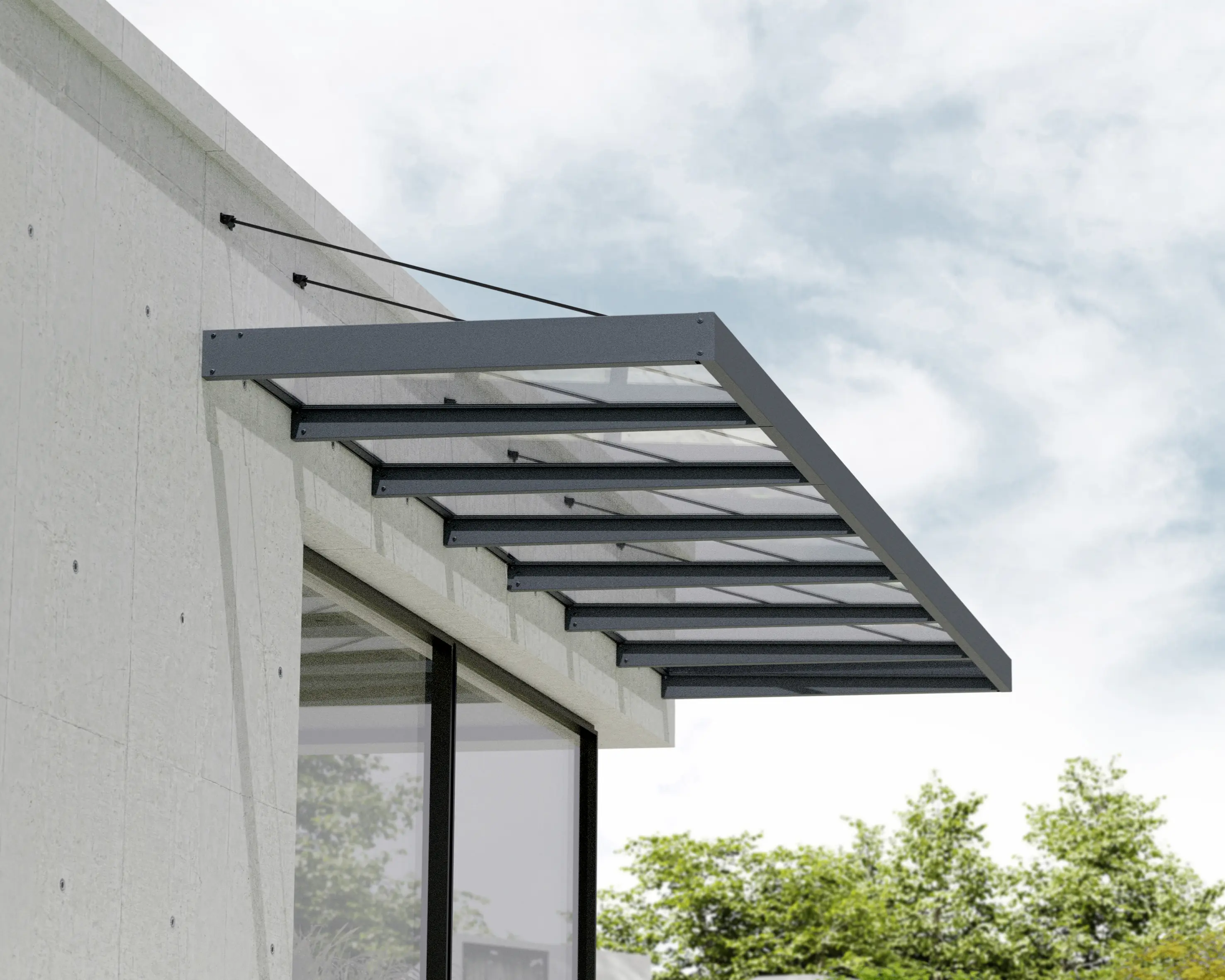 Canopia Vordach Sophia XL 7000 Grau Alu 660 x 140 cm