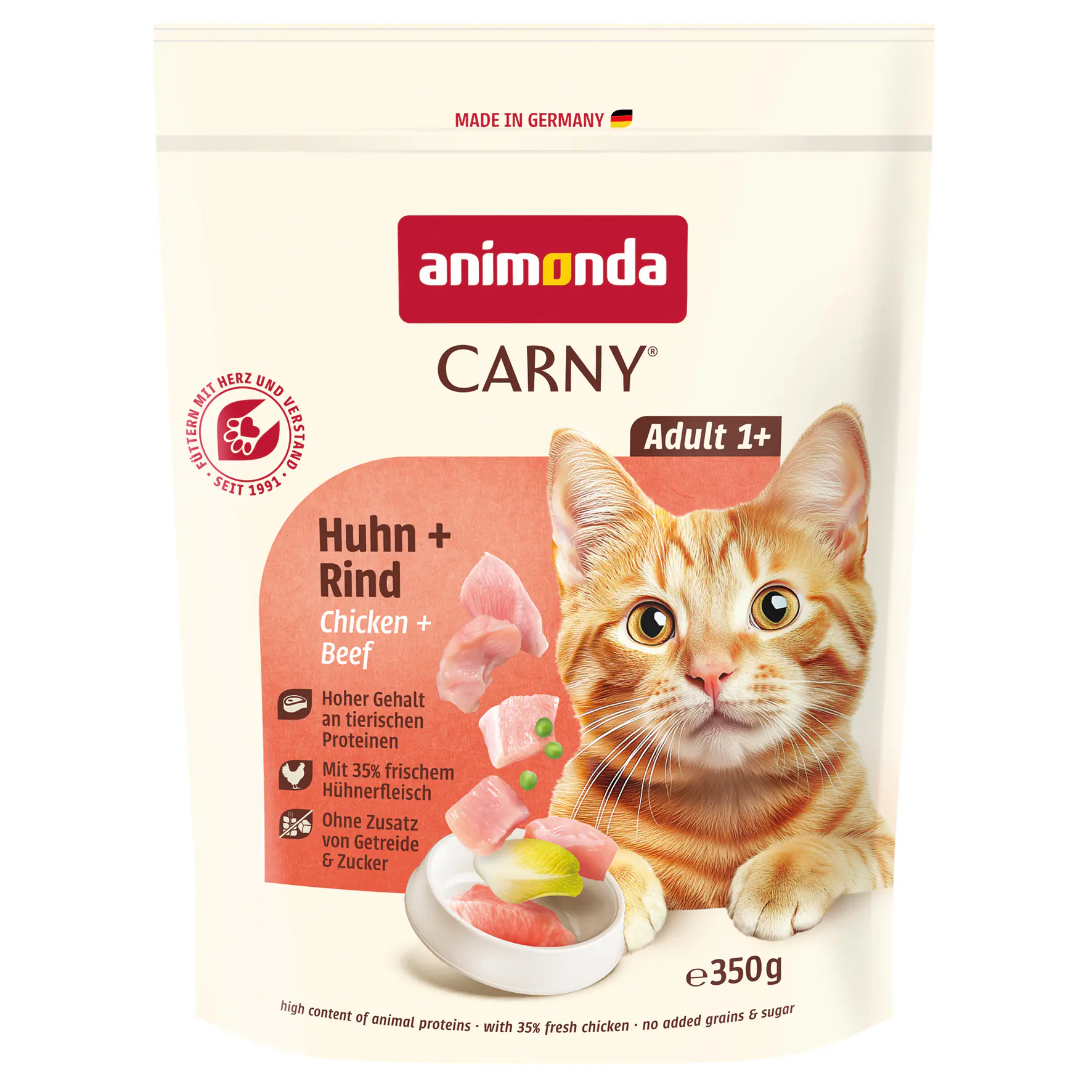 Carny Katzentrockenfutter Adult getreidefrei 350 g Huhn & Rind