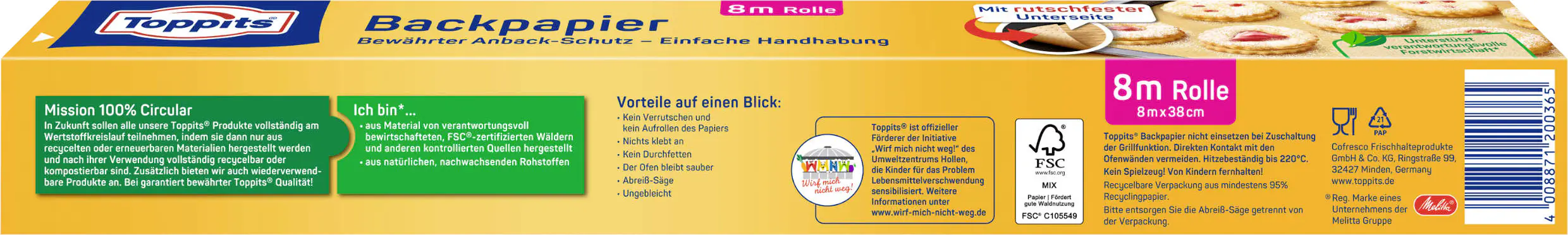 Toppits Backpapier 8 m, 38 cm Breit