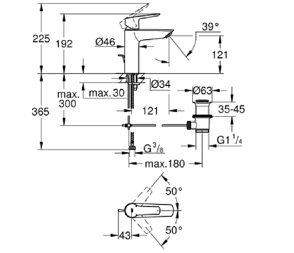 Grohe Quickfix Waschtischarmatur Start M-Size verchromt