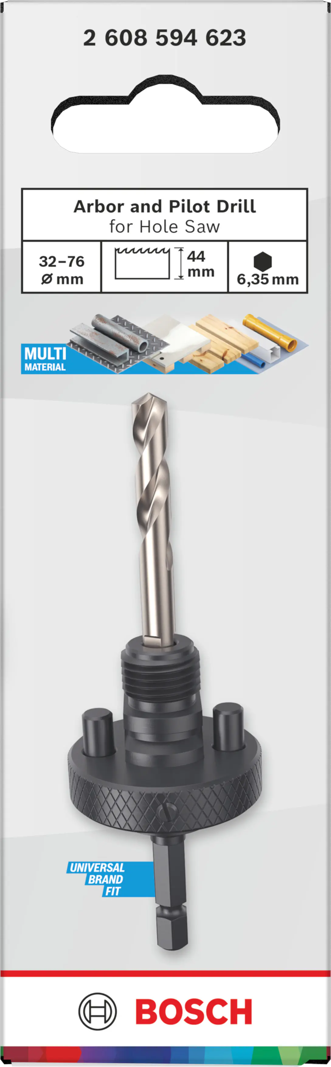 Bosch Sechskant-Lochsägenadapter mit Zentrierbohrer für Ø 32 bis 210 mm