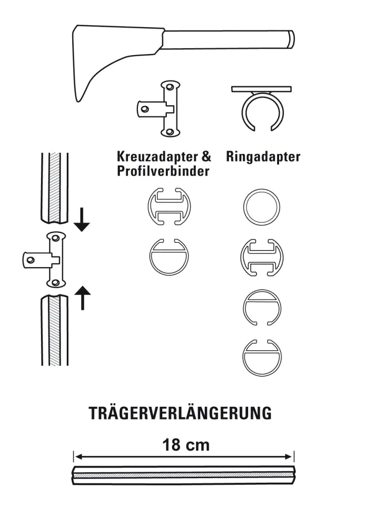 Gardinia Träger Universal Chicago edelstahl-optik, Ø 20 mm, 15 cm